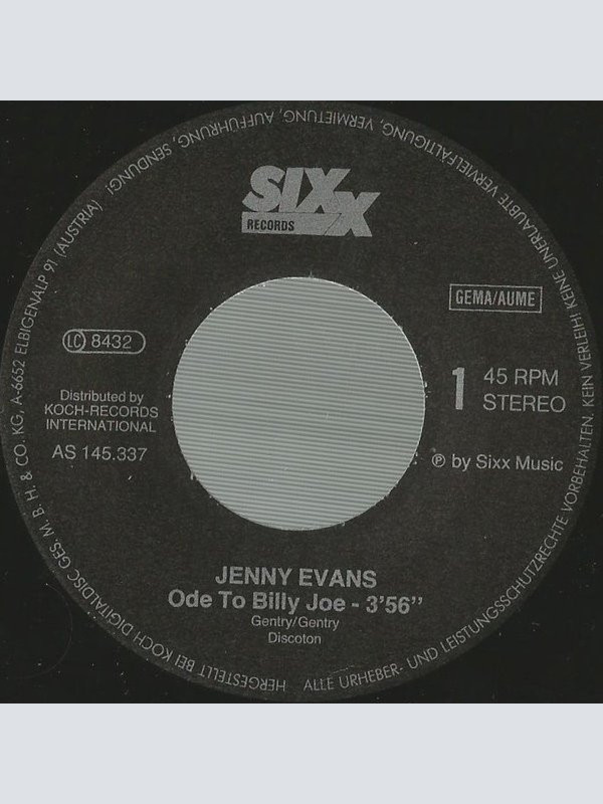 Vinyl / Jenny Evans (4) - Ode To Billy Joe