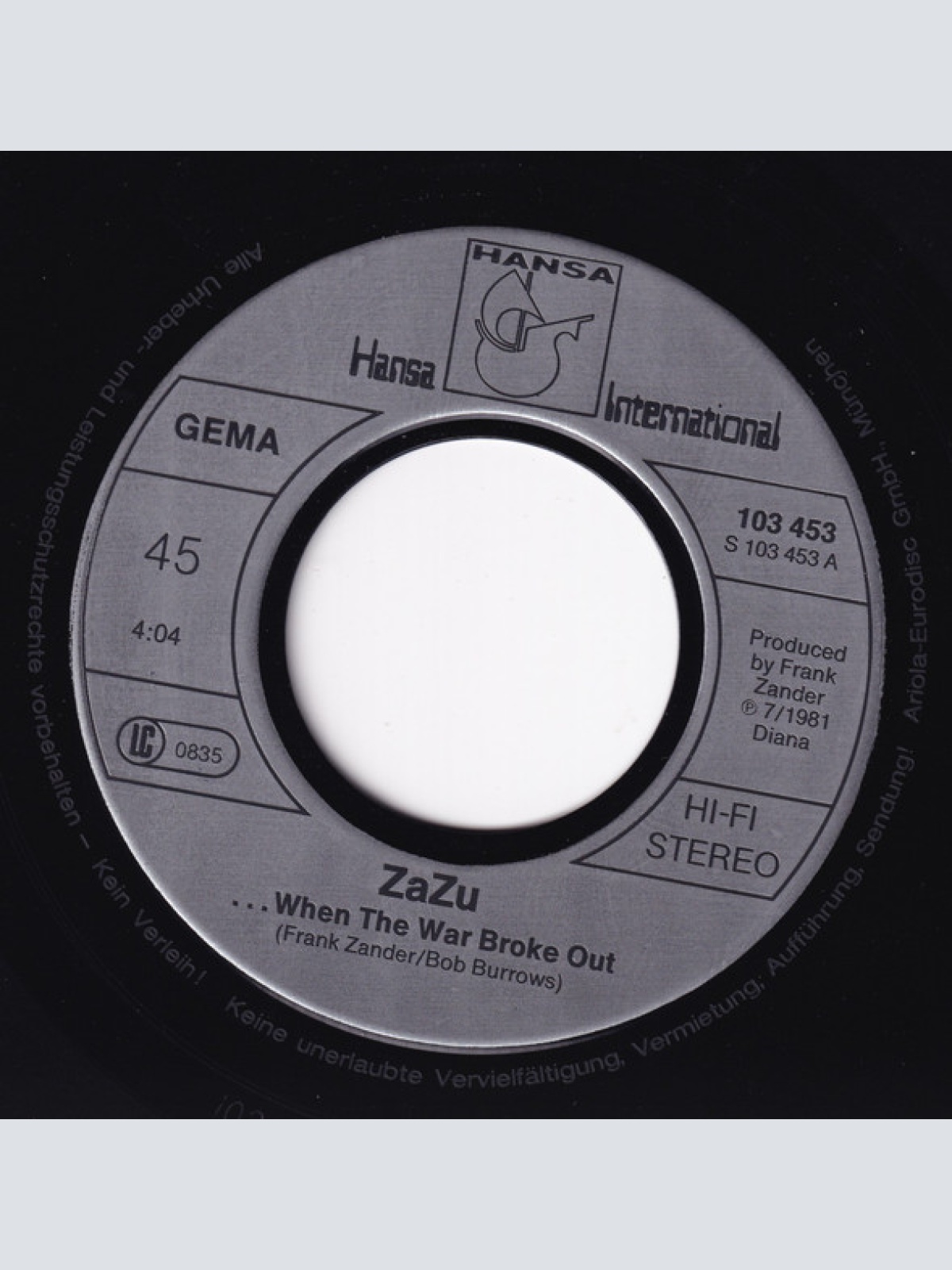 Vinyl / Zazu - ...When The War Broke Out