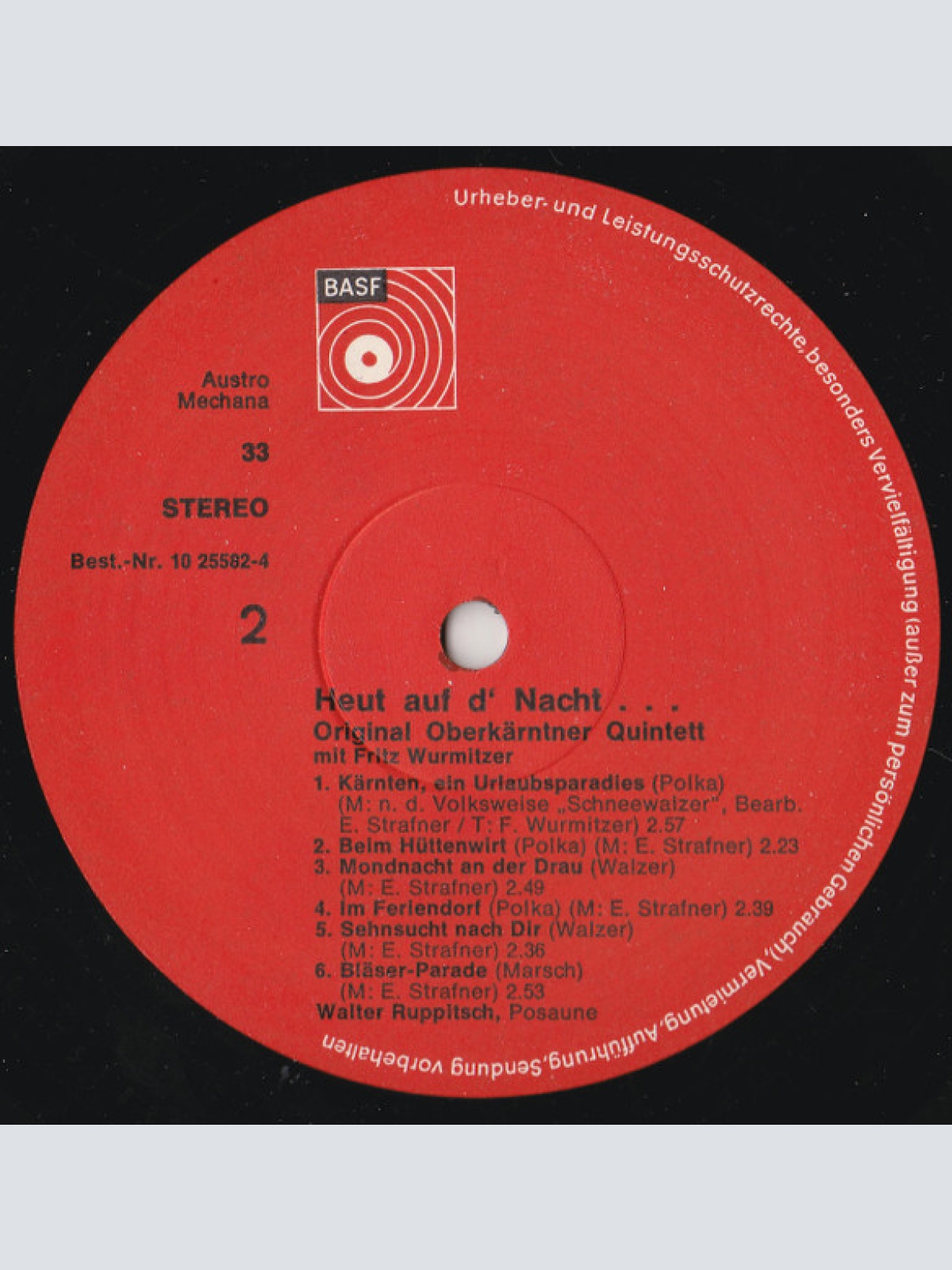 Vinyl / Original Oberkärntner Quintett* Mit Fritz Wurmitzer - Heut' Auf D'Nacht...