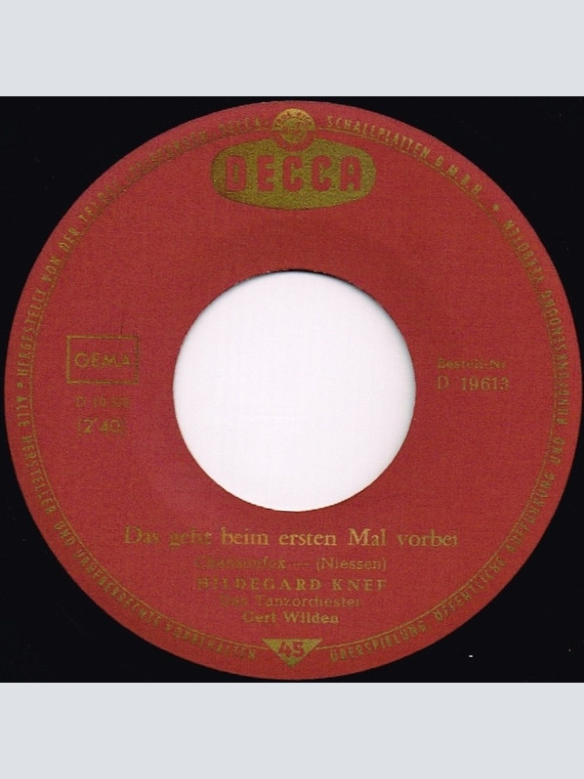 Vinyl / Hildegard Knef - Das Geht Beim Ersten Mal Vorbei