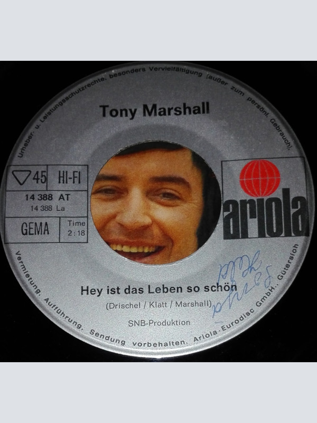 Vinyl / Tony Marshall - Hey Ist Das Leben So Schon / Dein Schonster Tag