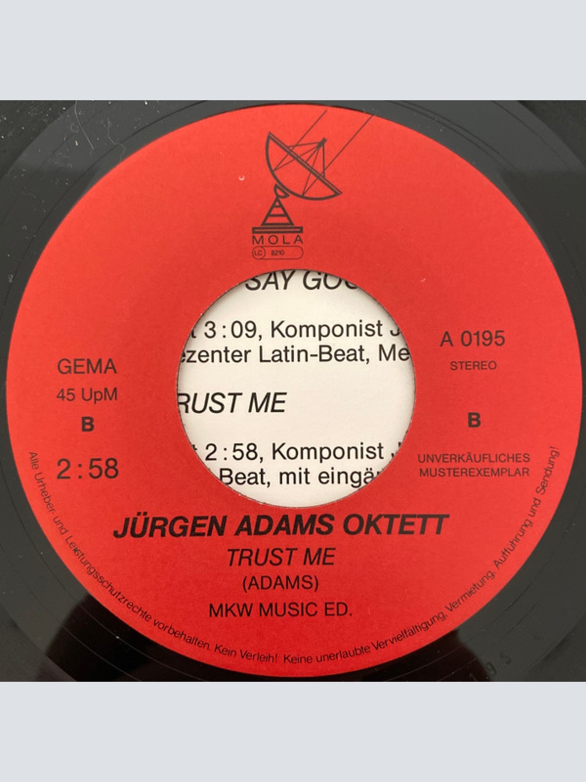 Vinyl / Jürgen Adams Oktett - Don't Say Goodbye / Trust Me