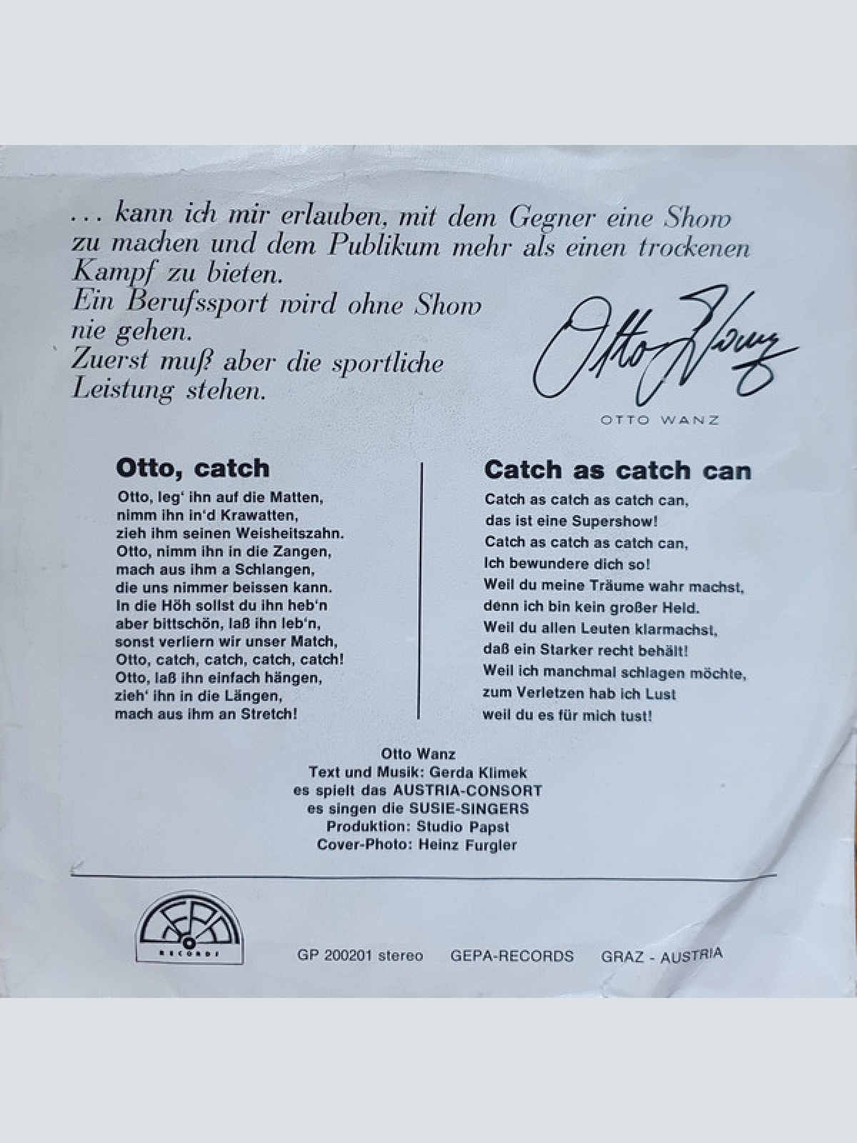 Vinyl / Susi Singers - Otto, Catch