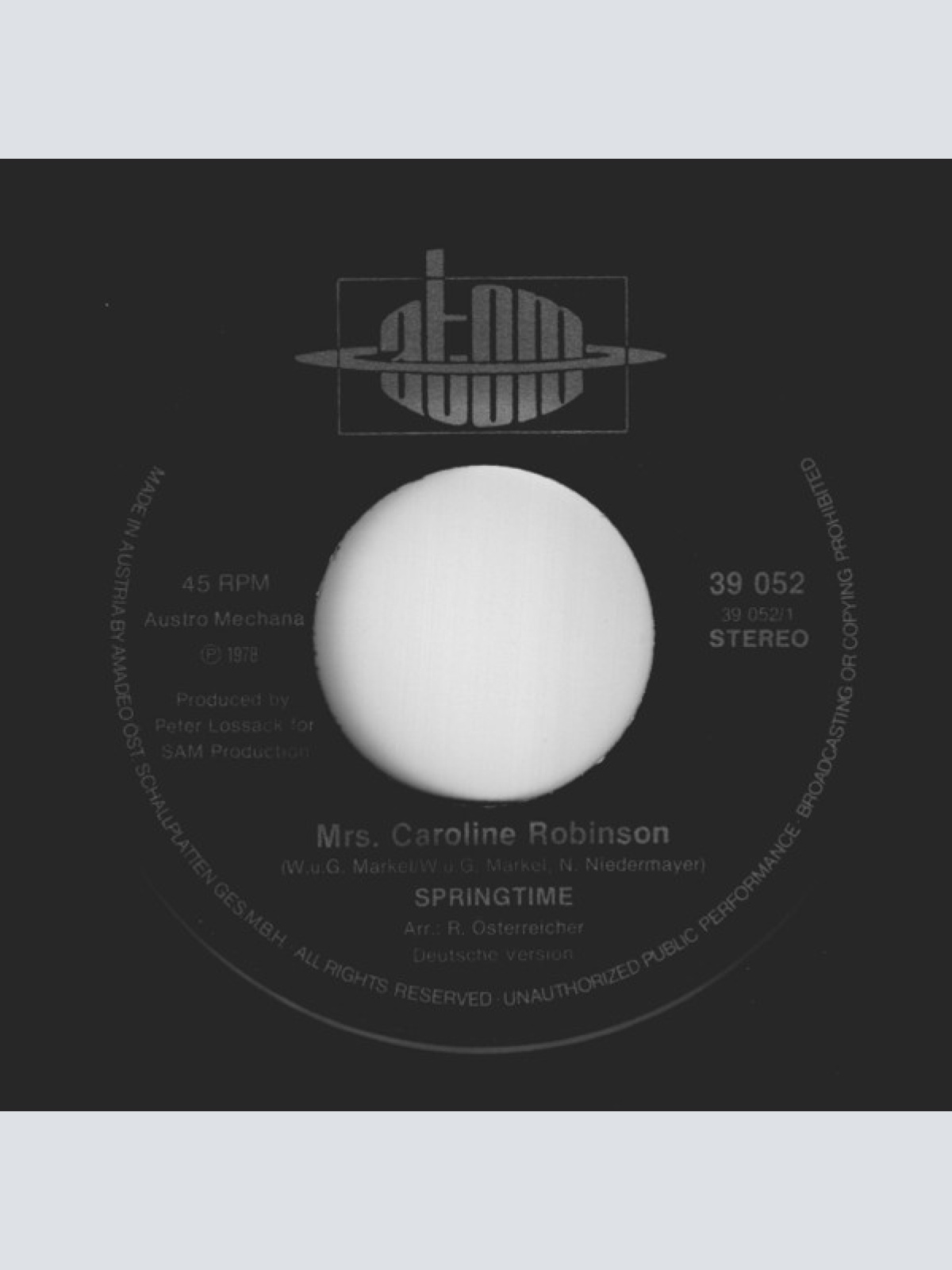 Vinyl / Springtime (3) - Mrs. Caroline Robinson