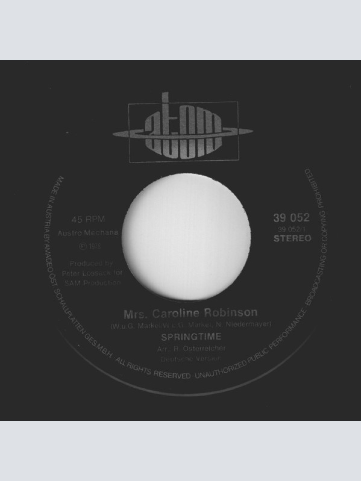 Vinyl / Springtime (3) - Mrs. Caroline Robinson