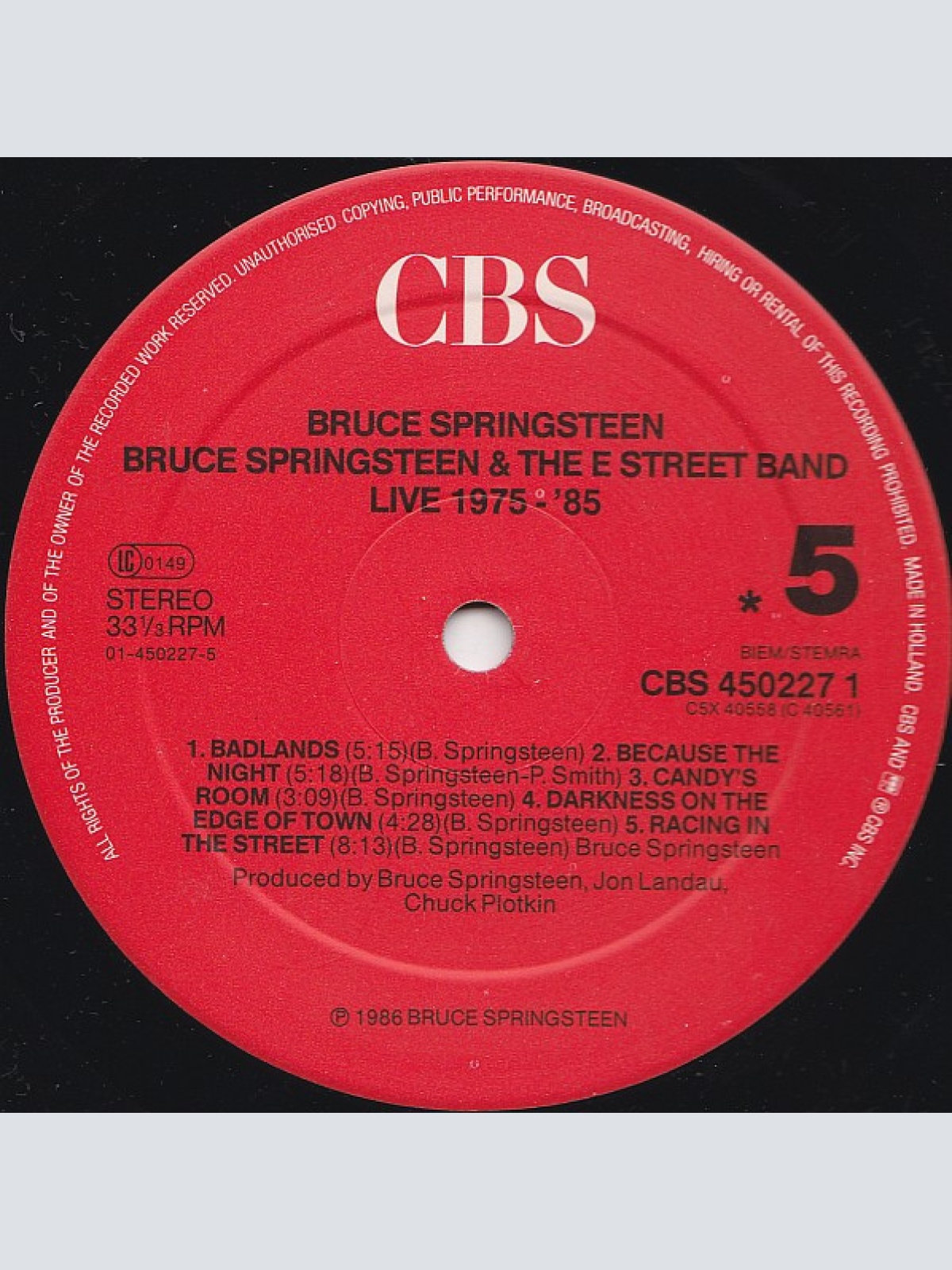 Vinyl / Bruce Springsteen & The E Street Band* - Live/1975-85