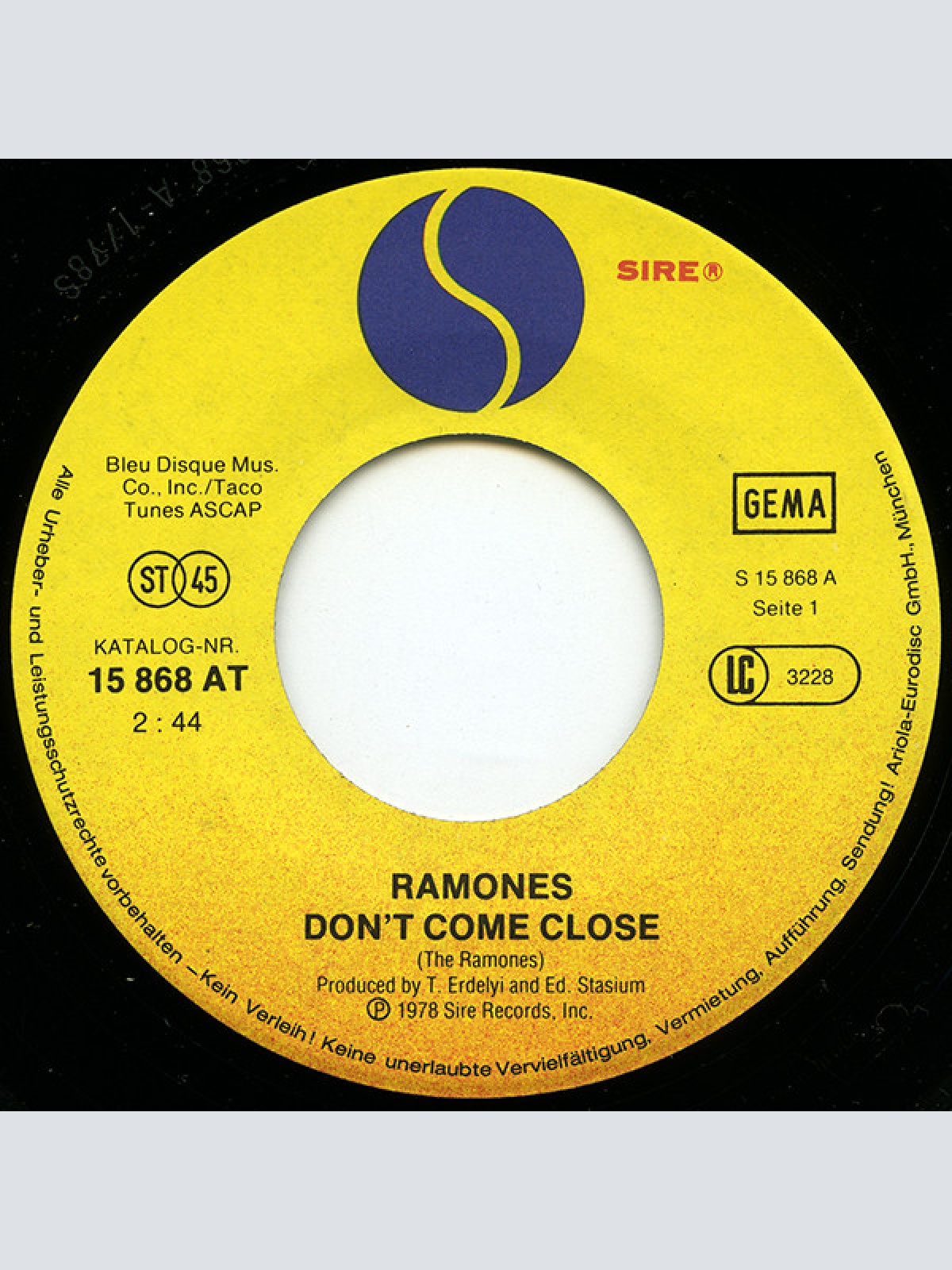Vinyl / Ramones - Don't Come Close