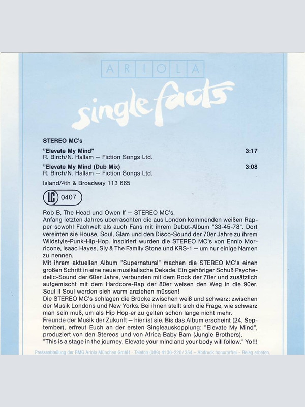 Vinyl / Stereo MC's - Elevate My Mind