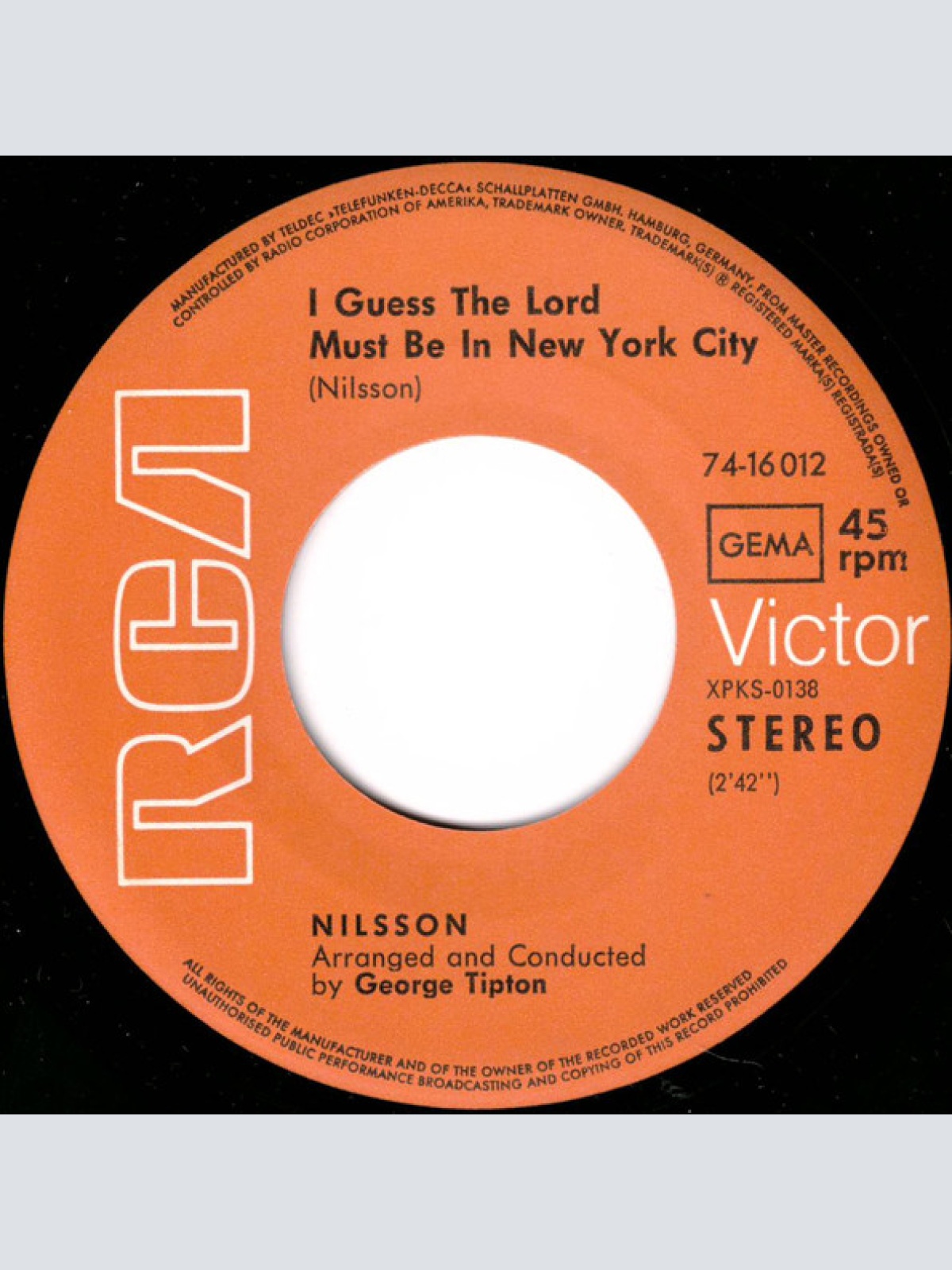 Vinyl / Nilsson* - I Guess The Lord Must Be In New York City