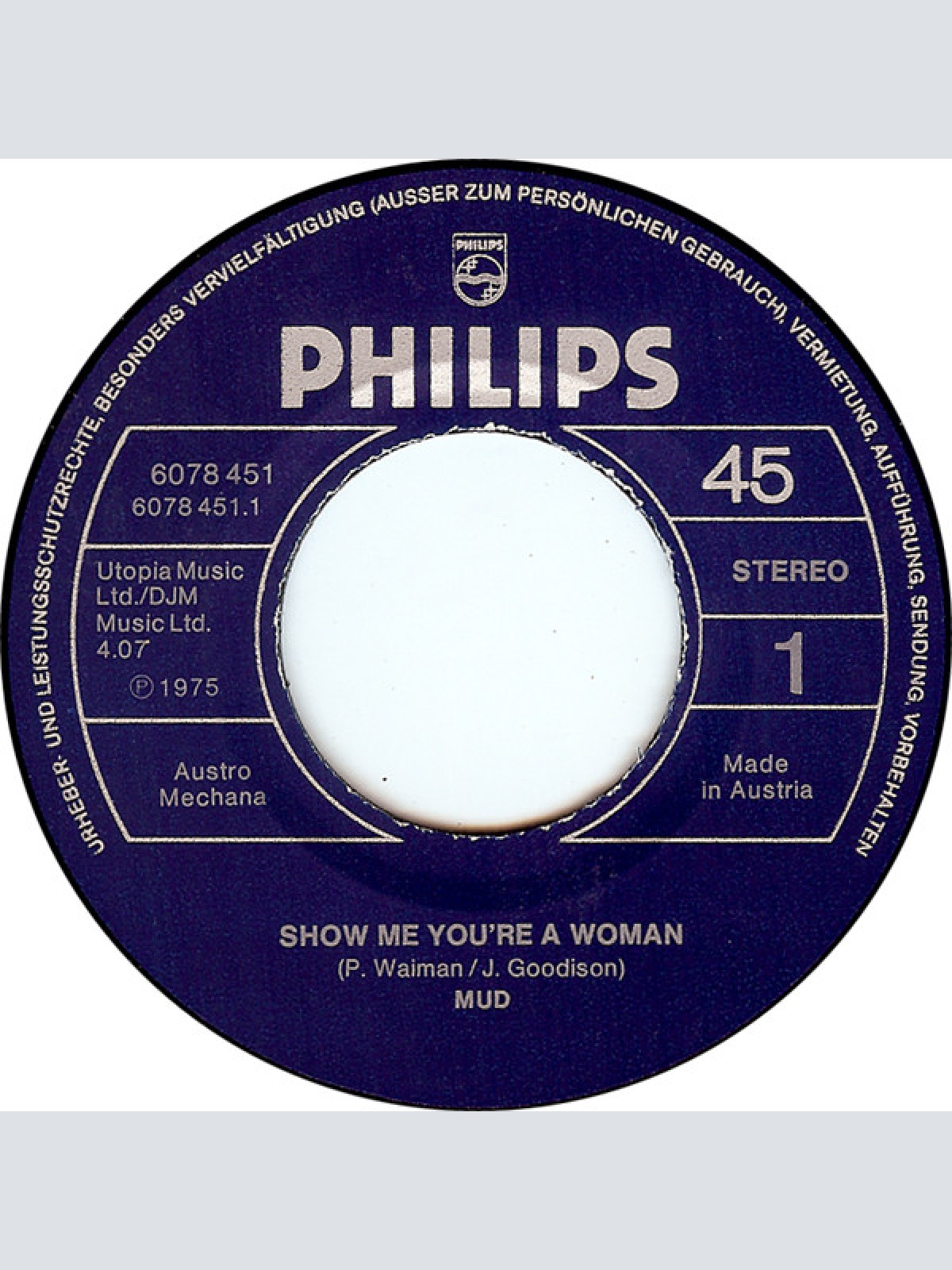 Vinyl / Mud - Show Me You're A Woman
