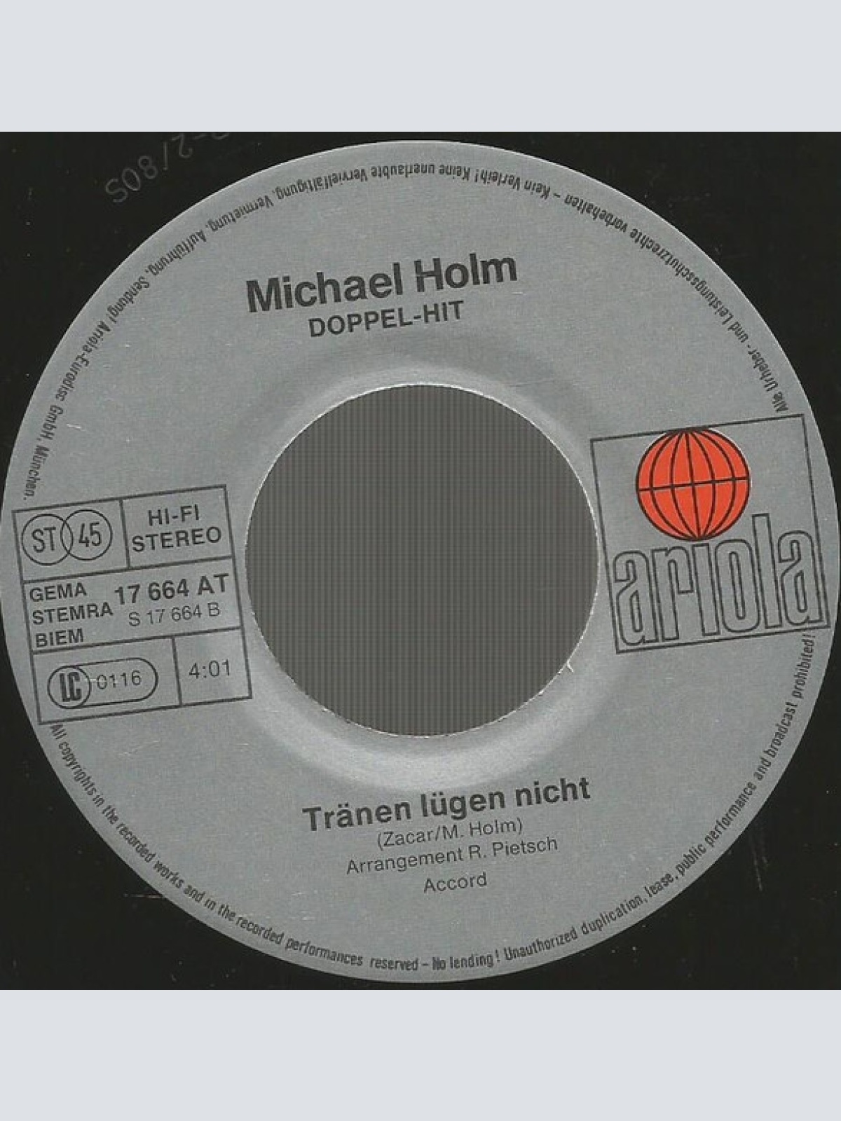 Vinyl / Michael Holm - Mendocino / Tränen Lügen Nicht