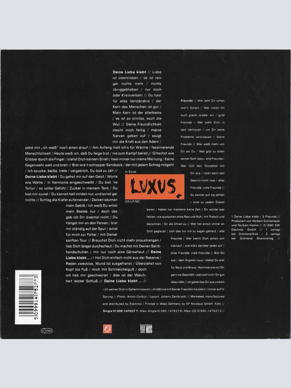 Vinyl / Herbert Grönemeyer - Deine Liebe Klebt