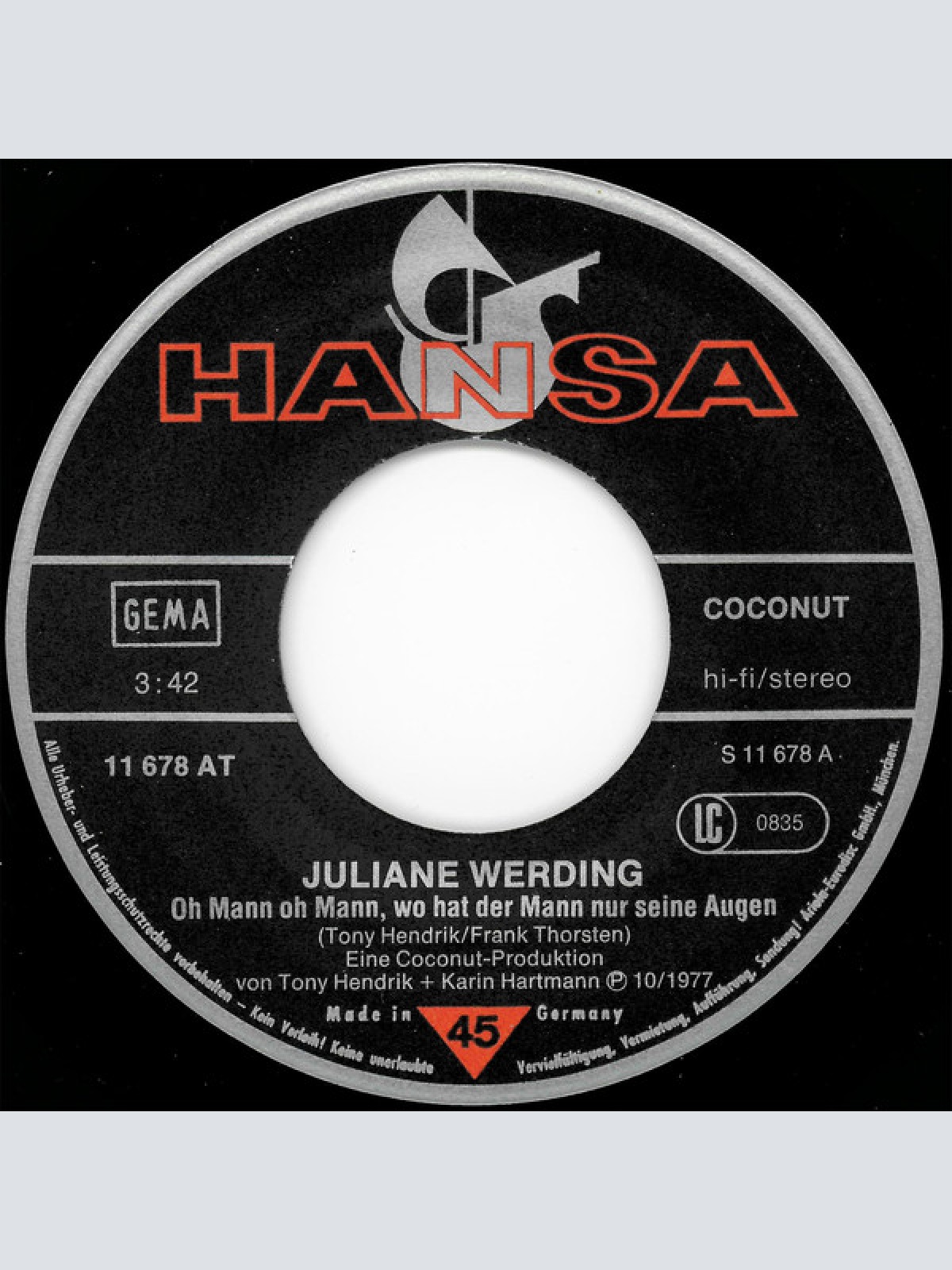 Vinyl / Juliane Werding - Oh Mann, Oh Mann, Wo Hat Der Mann Nur Seine Augen