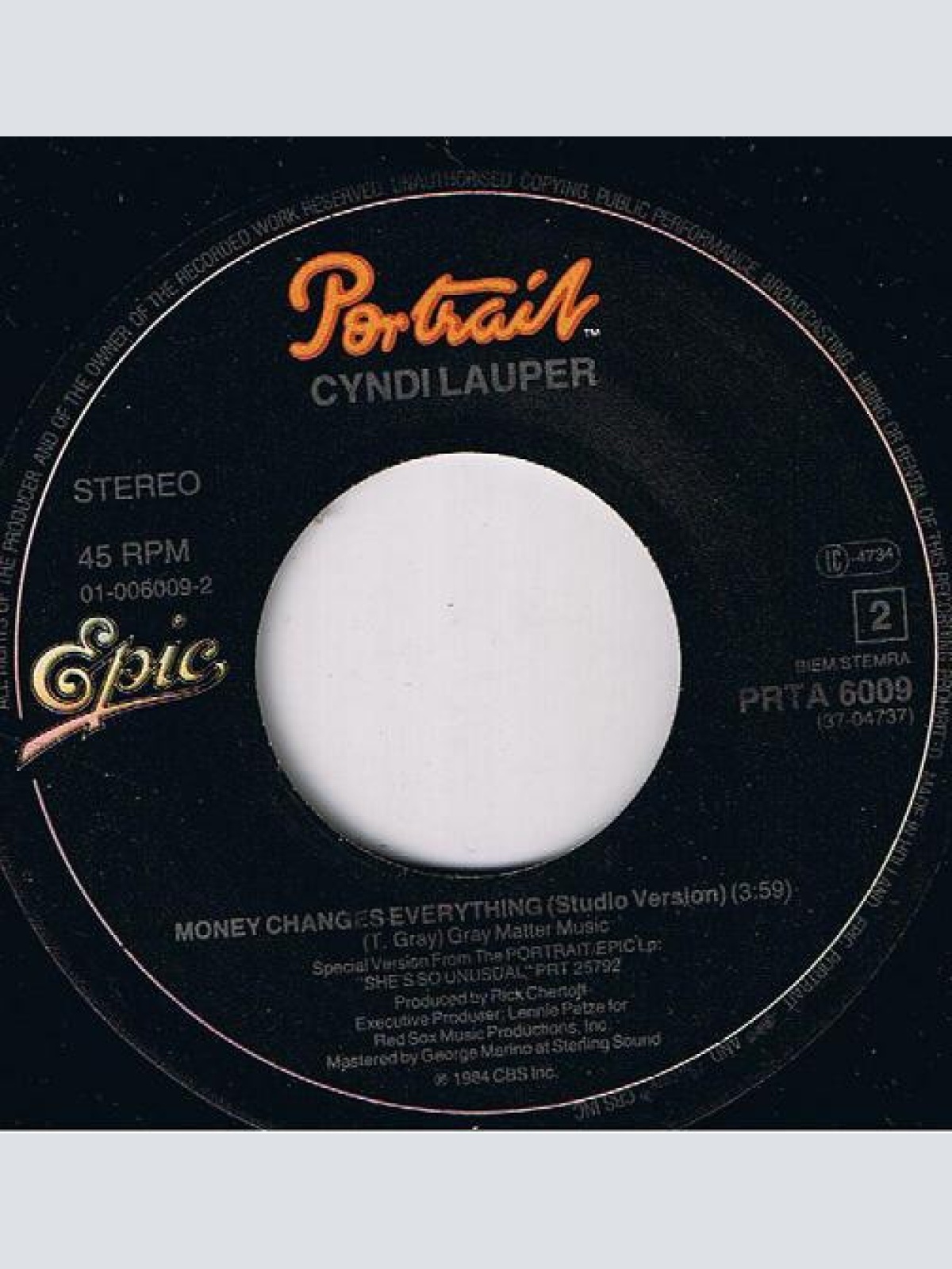 Vinyl / Cyndi Lauper - Money Changes Everything (Live)