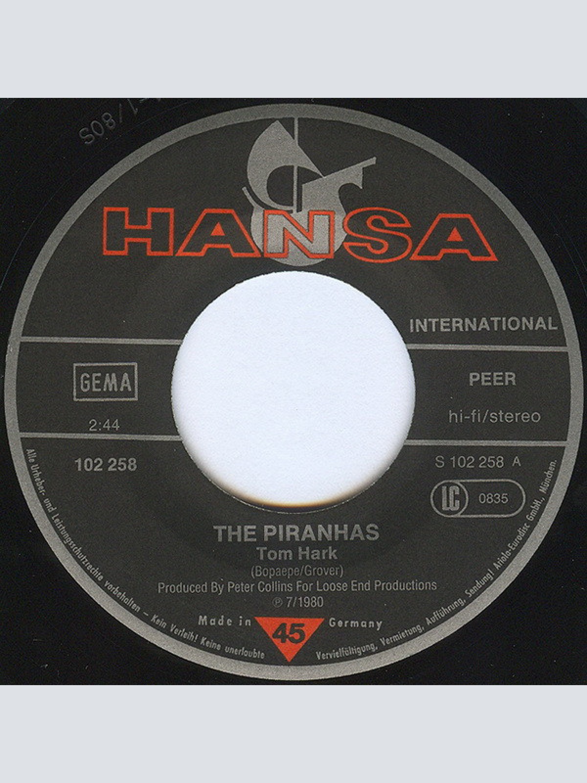 Vinyl / The Piranhas - Tom Hark