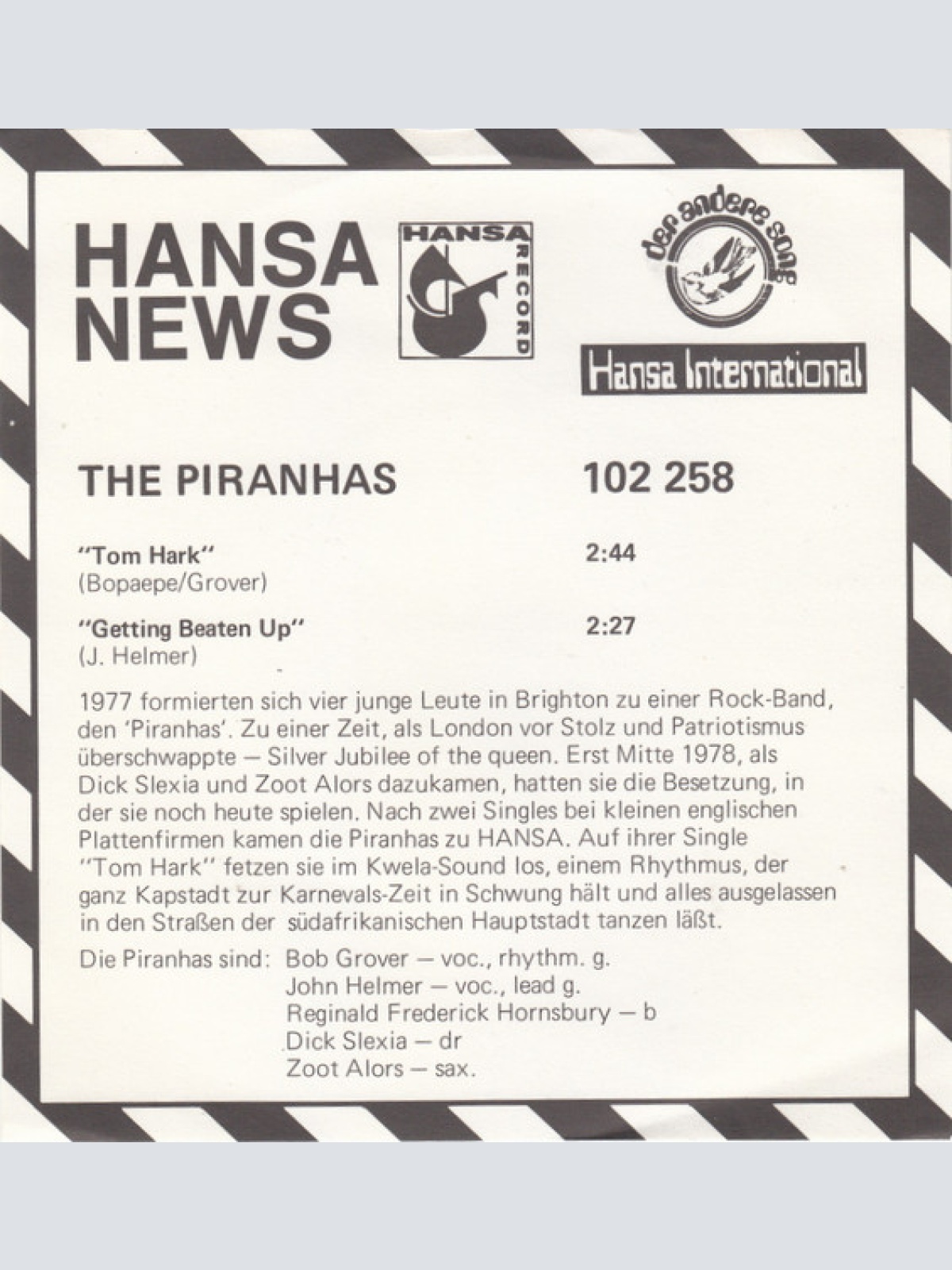 Vinyl / The Piranhas - Tom Hark