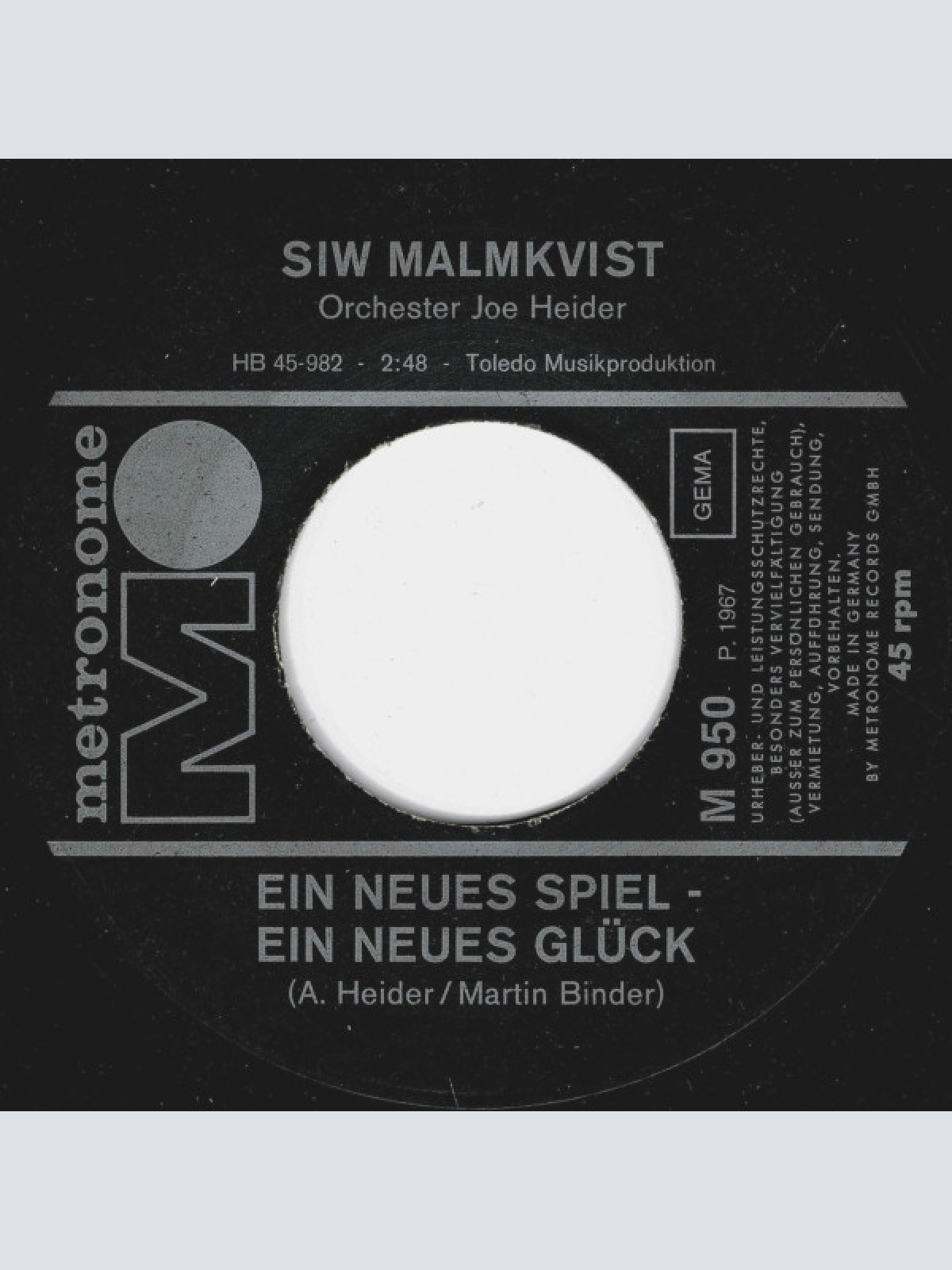 Vinyl / Siw Malmkvist - Ein Neues Spiel - Ein Neues Glück
