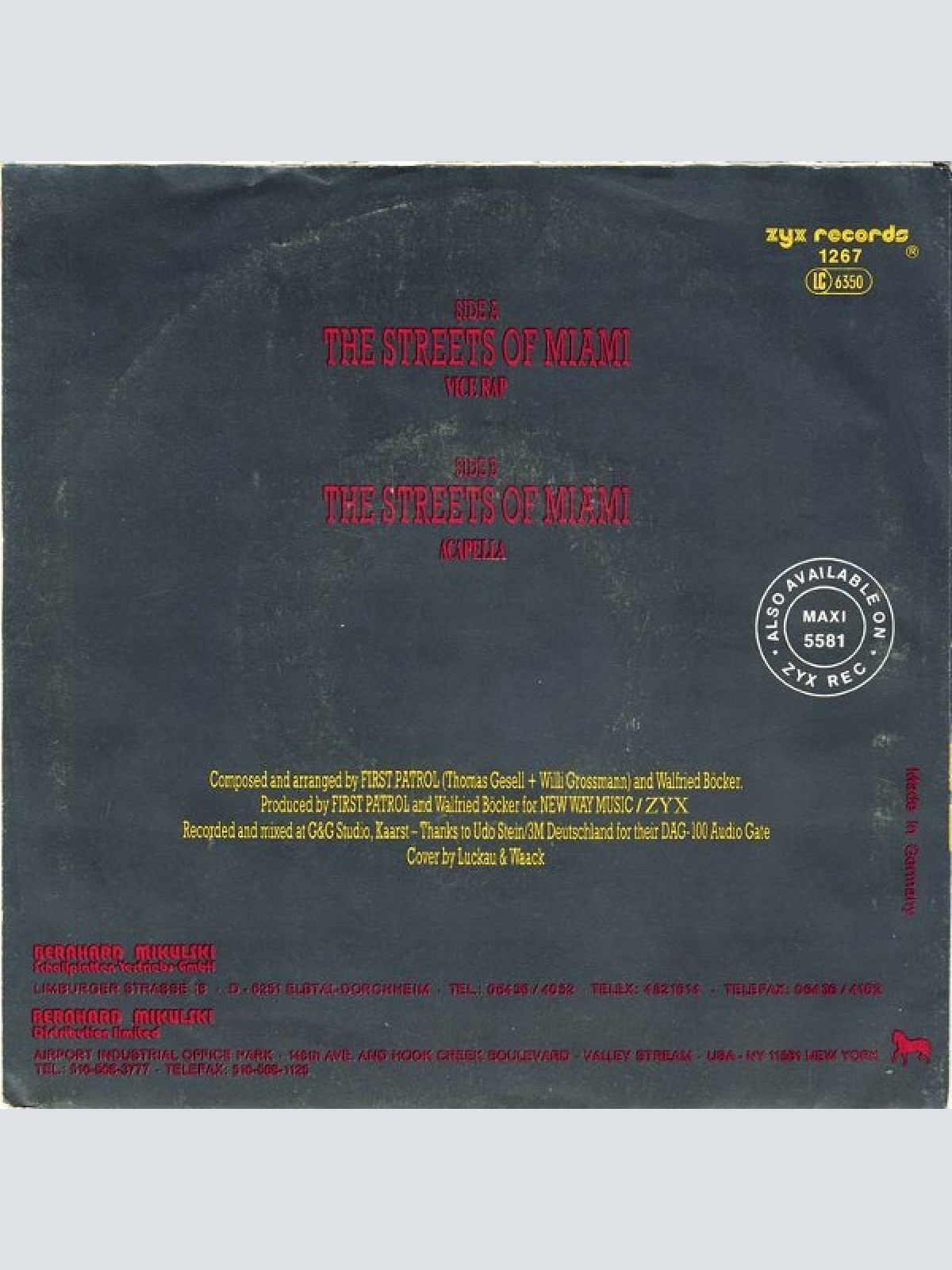 Vinyl / First Patrol Featuring Napoleon* - The Streets Of Miami (Vice Rap)