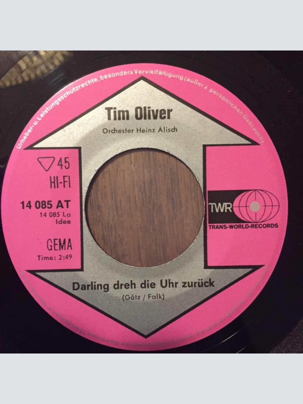 Vinyl / Tim Oliver (6) - Darling dreh die Uhr zurück / Spiel nicht mit der Liebe
