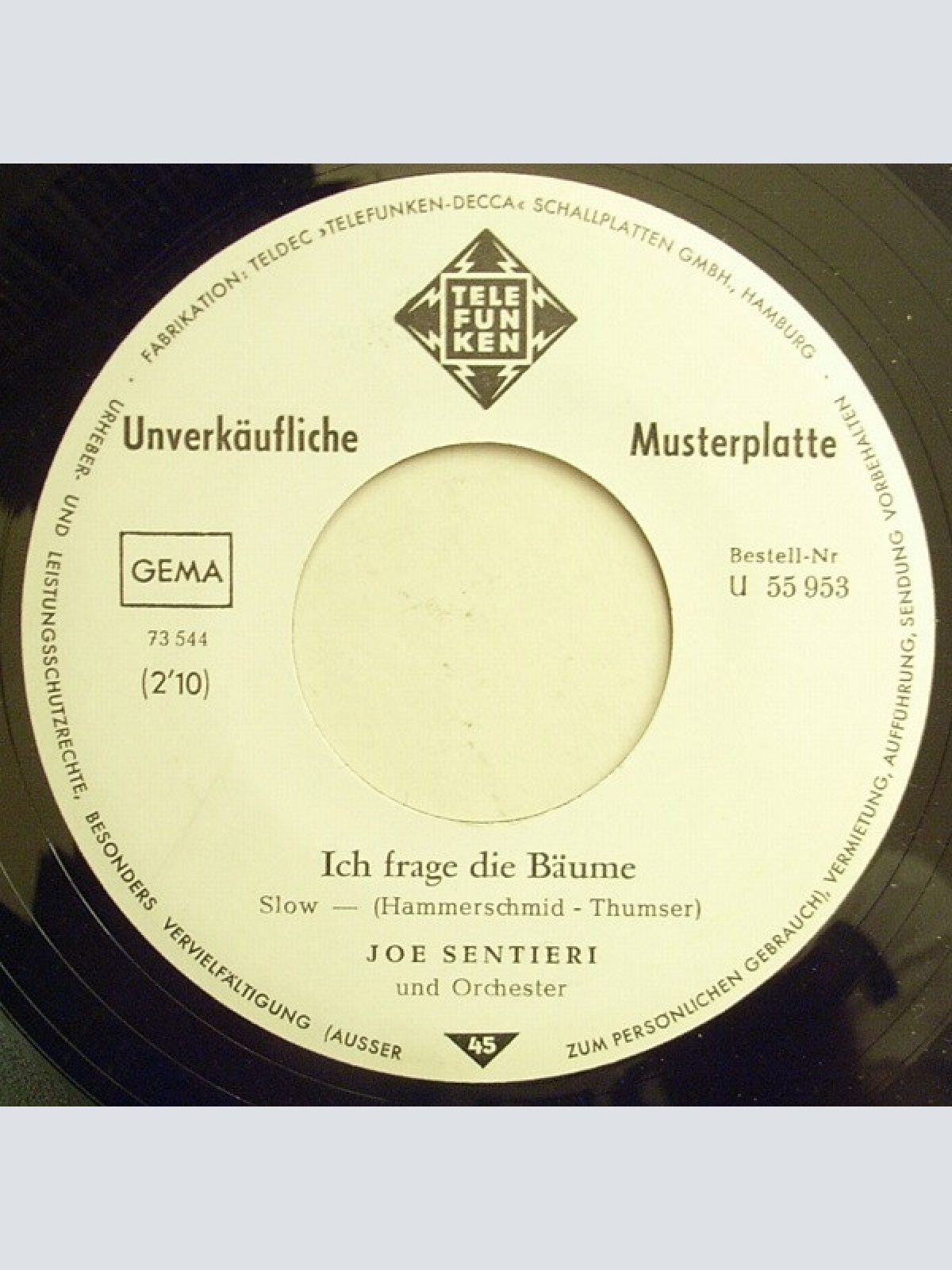 Vinyl / Joe Sentieri - Ich Kann Nicht Mehr Zurück