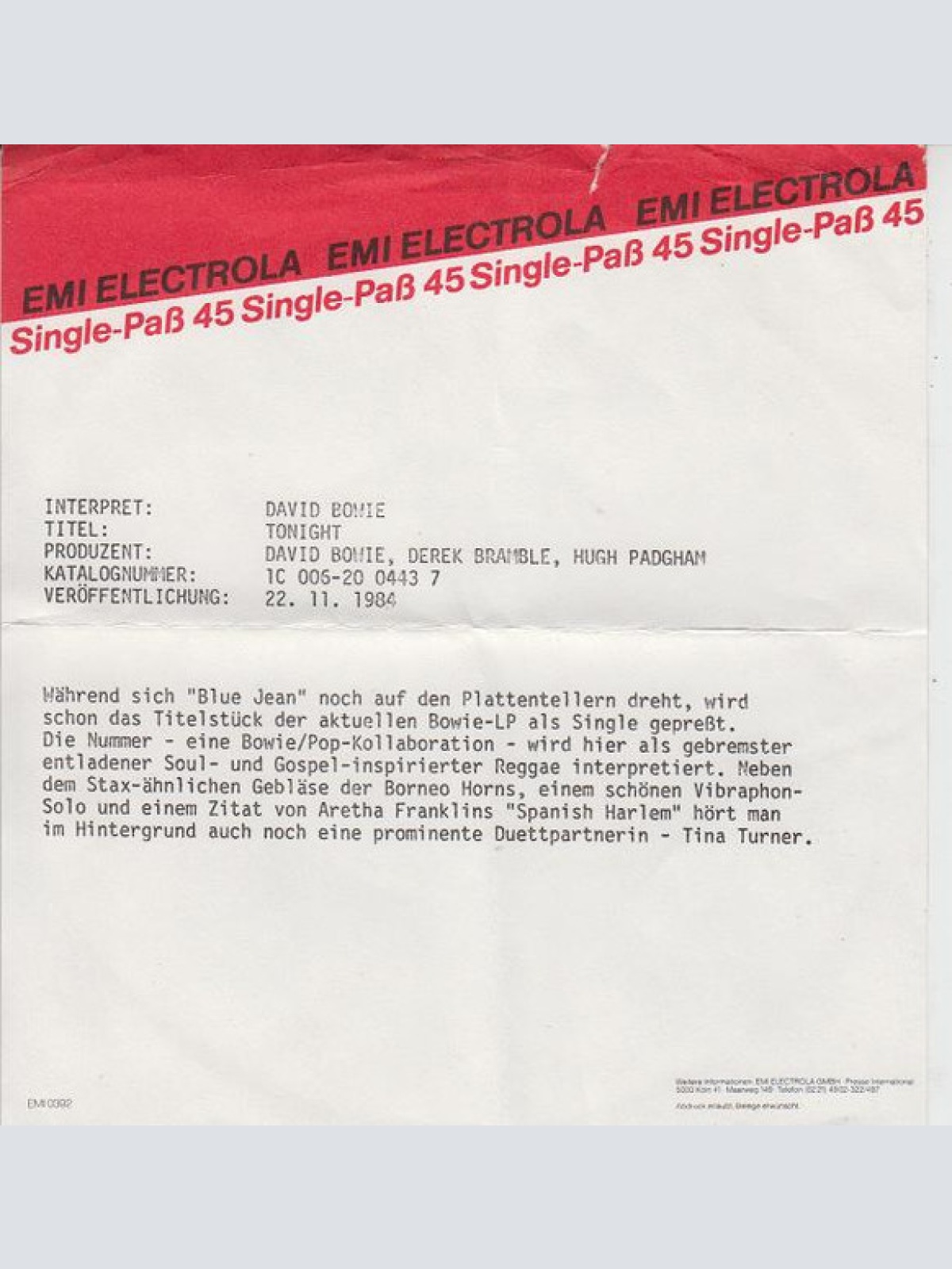 Vinyl / David Bowie - Tonight