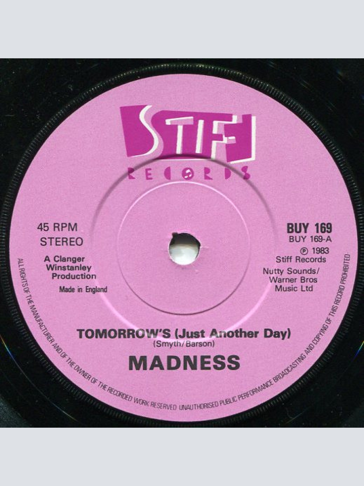 Vinyl / Madness - Tomorrow's (Just Another Day) / Madness (Is All In The Mind)