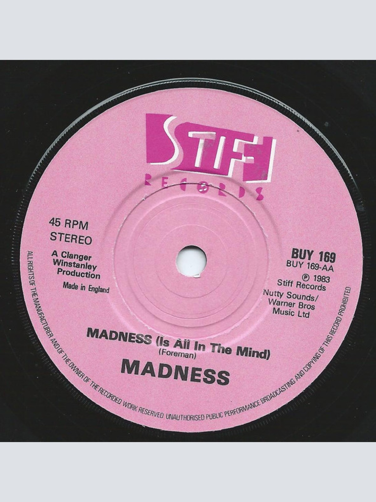 Vinyl / Madness - Tomorrow's (Just Another Day) / Madness (Is All In The Mind)
