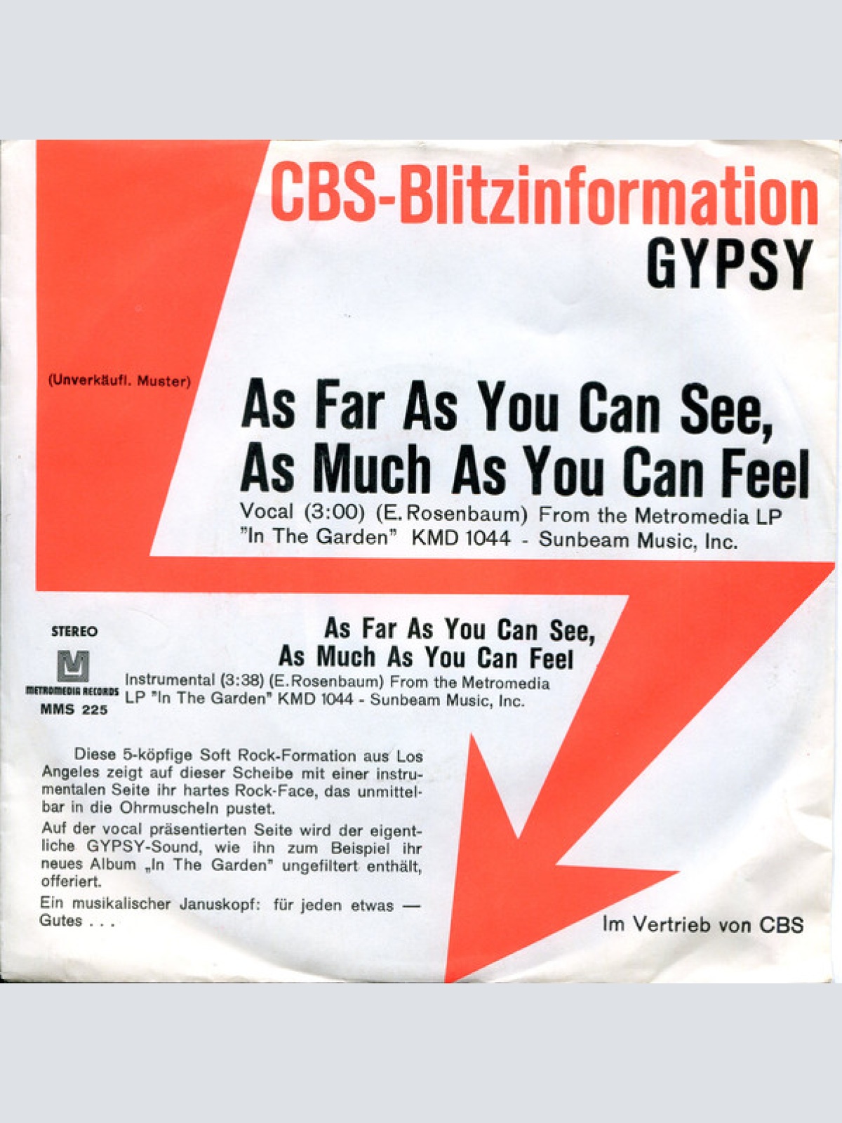 Vinyl / Gypsy (15) - As Far As You Can See, As Much As You Can Feel