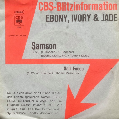 Vinyl / Ebony, Ivory & Jade - Samson / Sad Faces