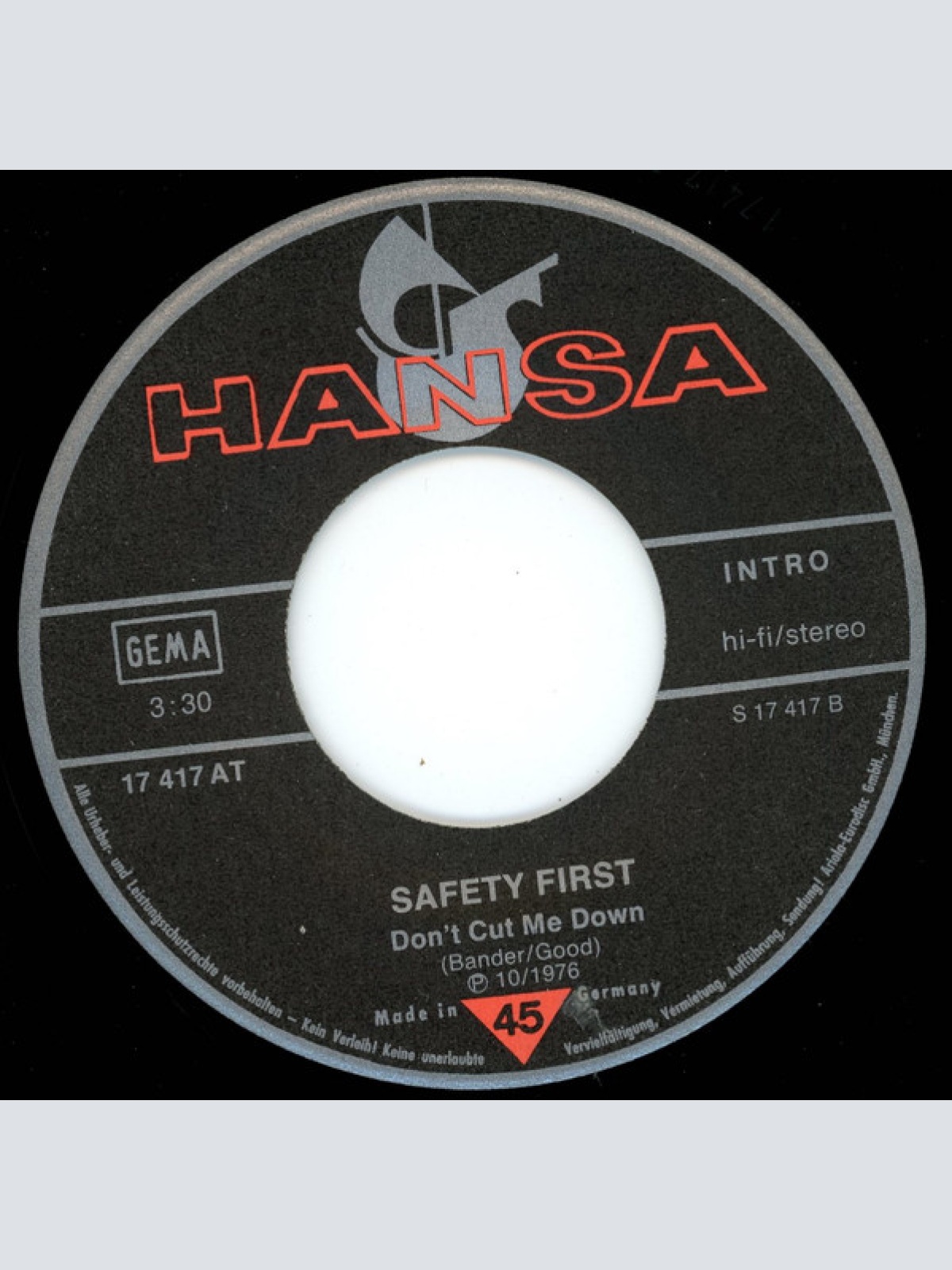 Vinyl / Safety First (2) - I Do, I Do (I Wanna Walk On Down The Aisle) / Don't Cut Me Down