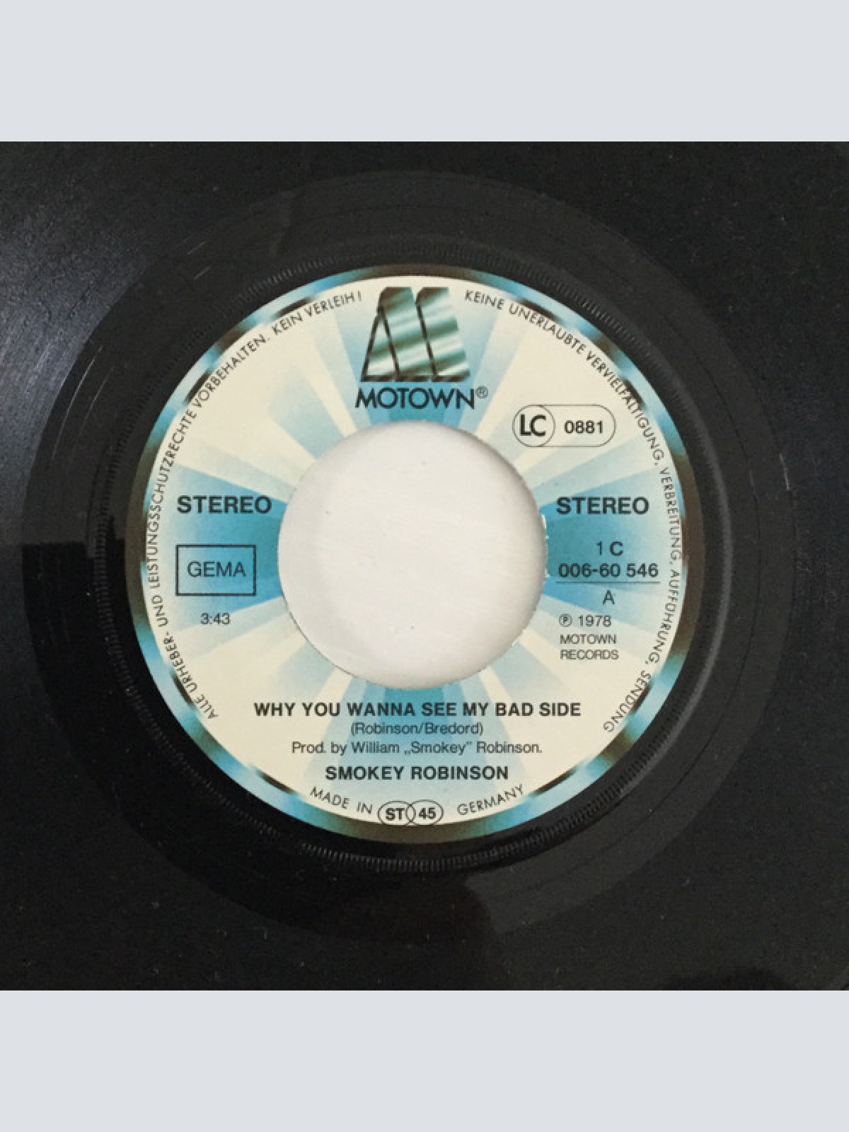 Vinyl / Smokey Robinson - Why You Wanna See My Bad Side