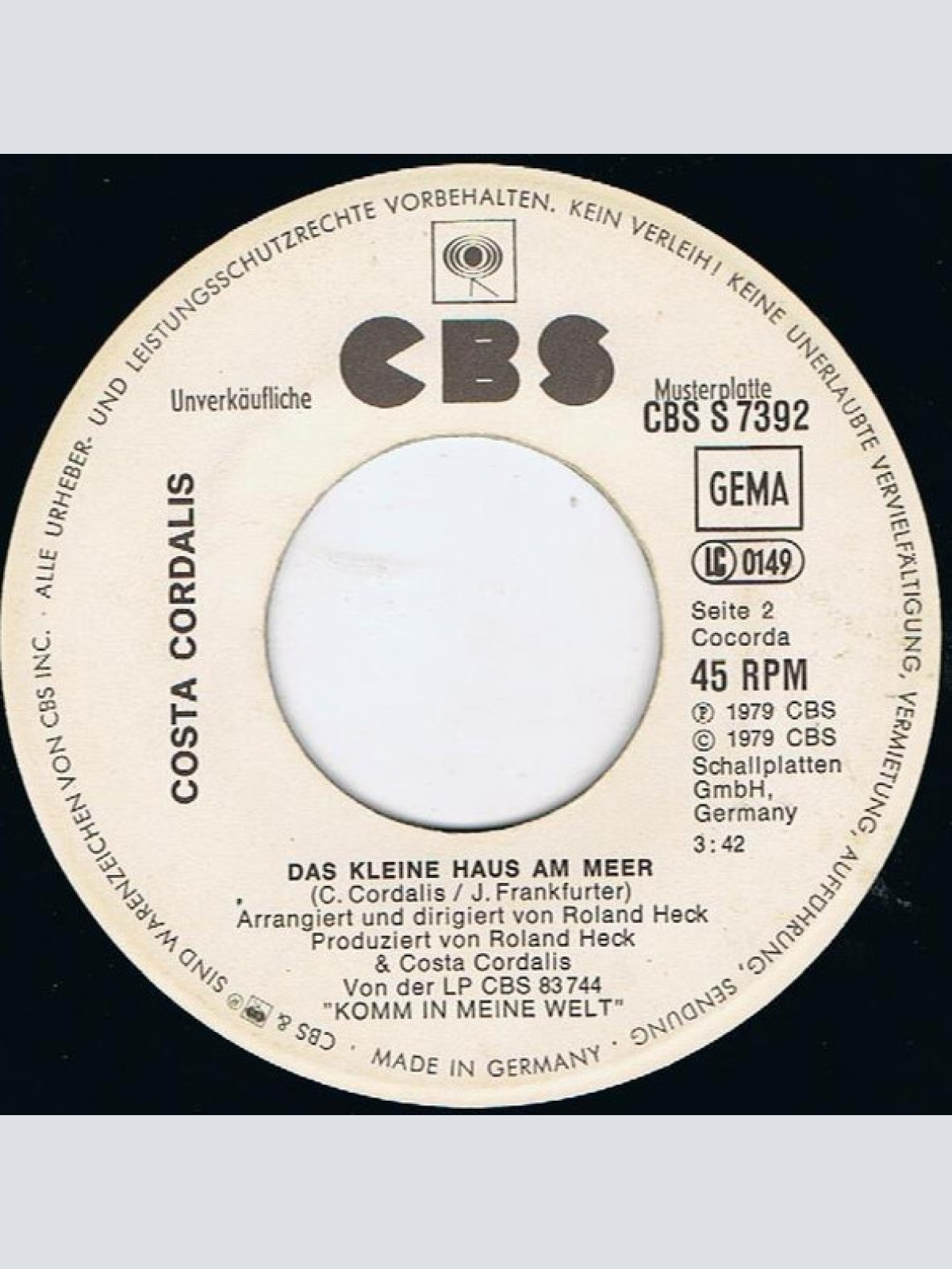 Vinyl / Costa Cordalis - Der Wein Von Samos