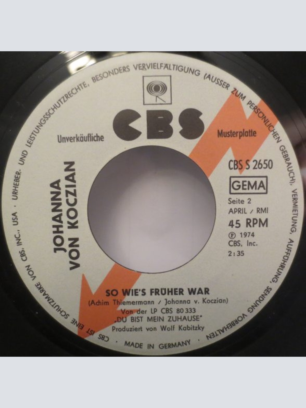 Vinyl / Johanna Von Koczian - Keinen Pfennig / So Wie's Früher War