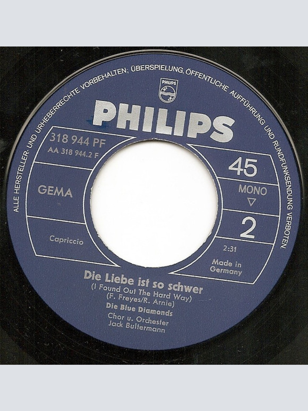 Vinyl / The Blue Diamonds - Es Geht Alles Vorbei