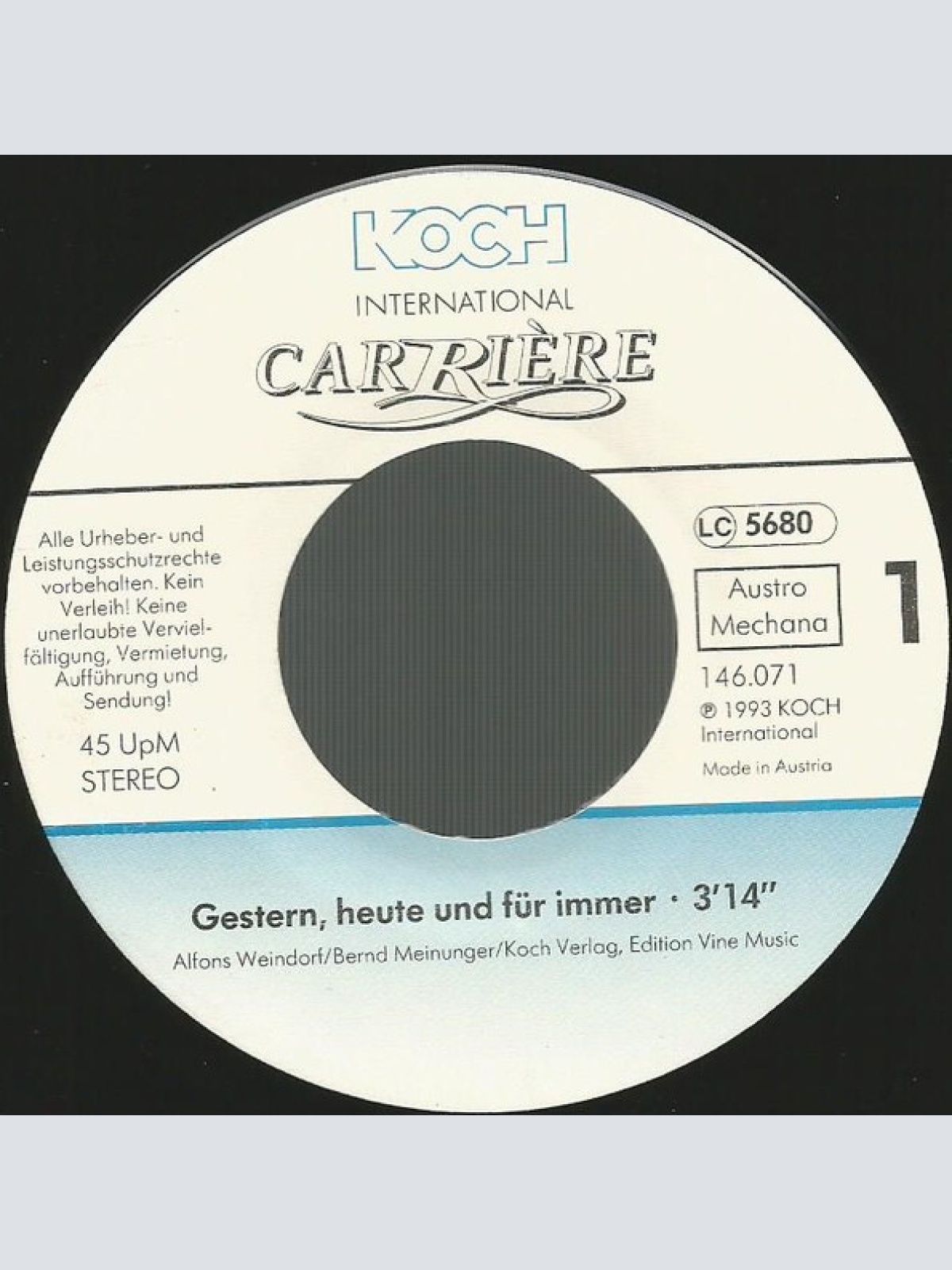 Vinyl / Carrière - Gestern, Heute Und Für Immer
