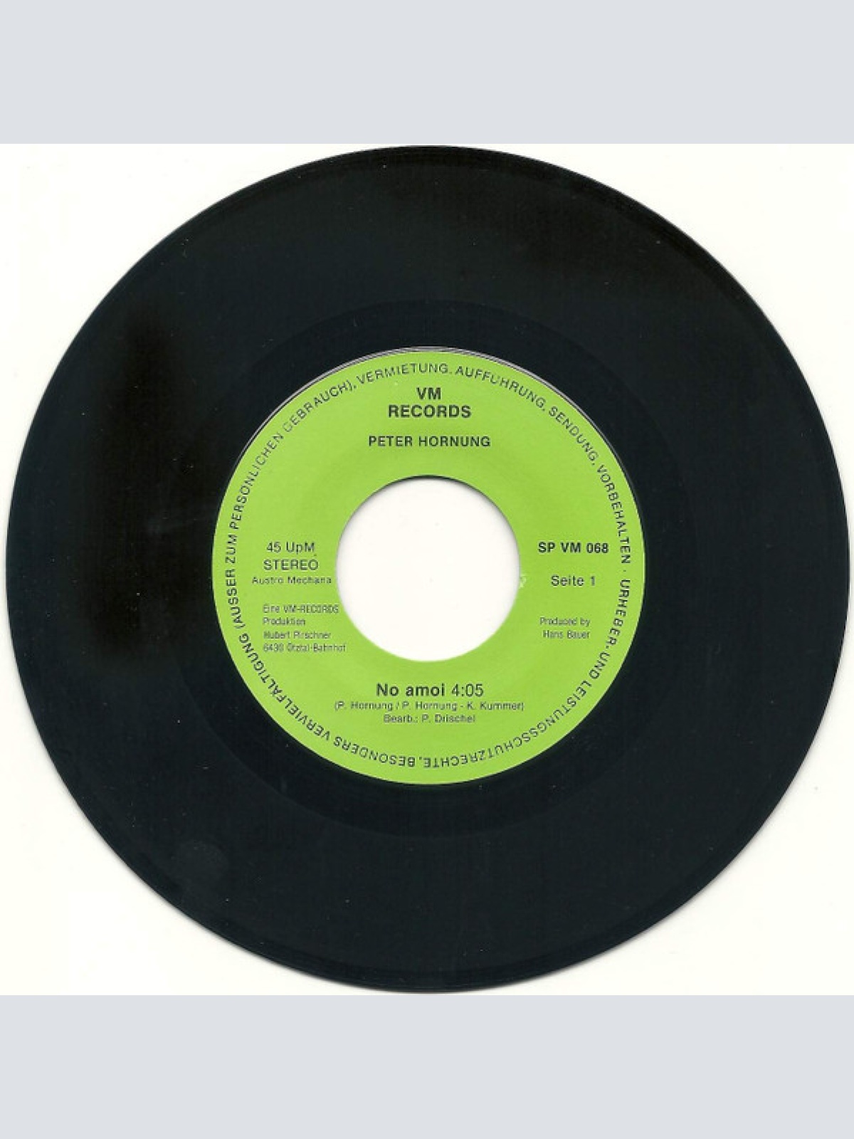 Vinyl / Peter Hornung - No Amoi / Discjockey