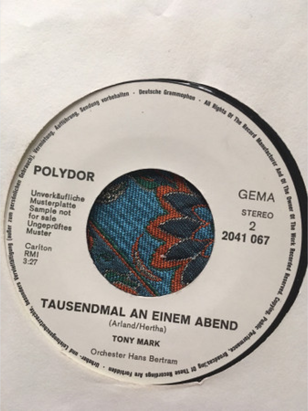 Vinyl / Tony Mark - Du Bist Die Frau Meiner Träume / Tausendmal An Einem Abend