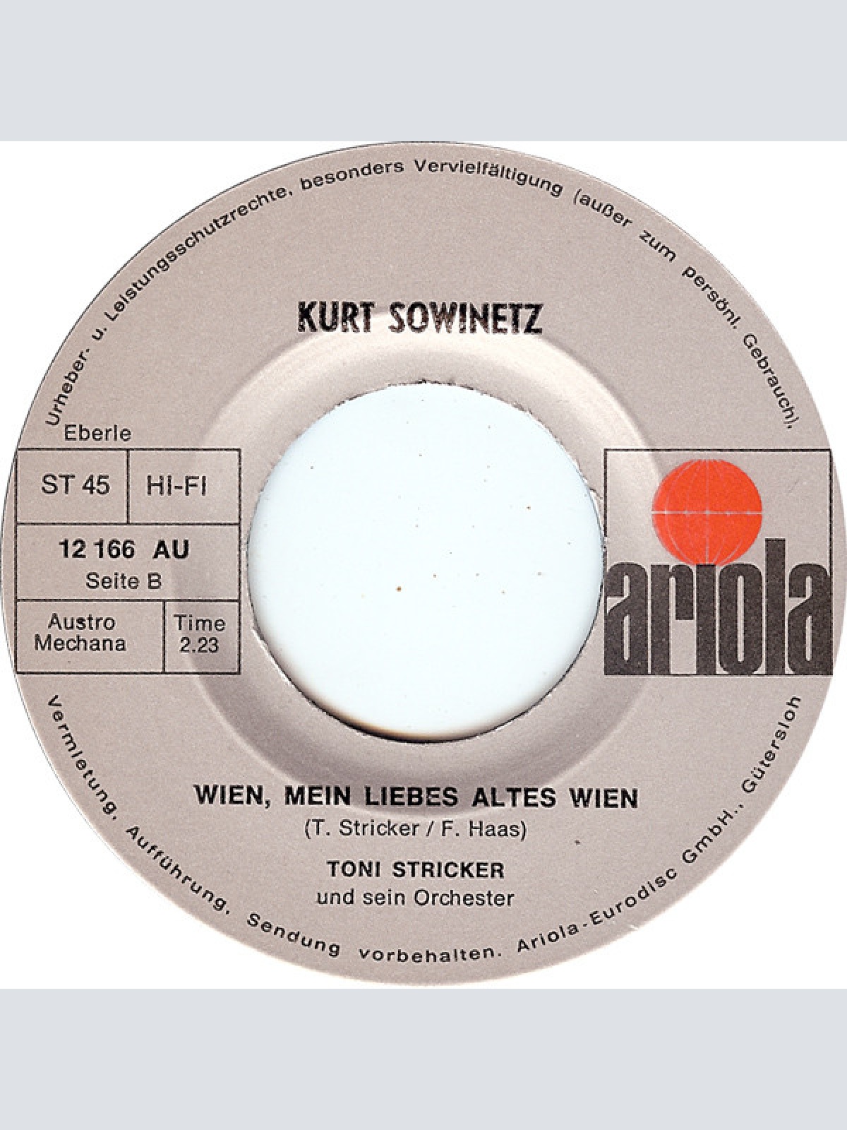 Vinyl / Kurt Sowinetz - Geht Der Wiener Drah'n Auf D'Nacht / Wien, Mein Liebes Altes Wien