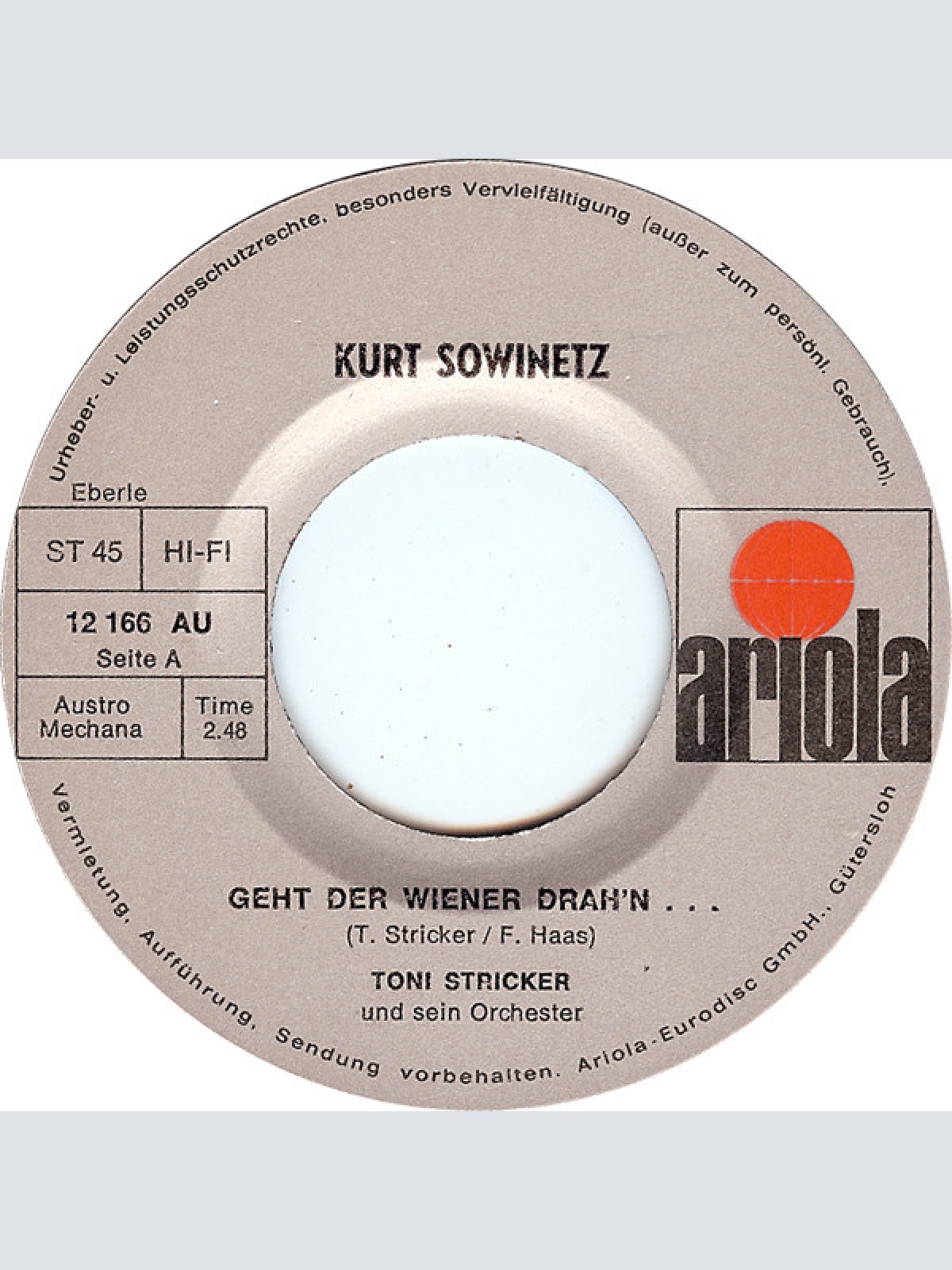 Vinyl / Kurt Sowinetz - Geht Der Wiener Drah'n Auf D'Nacht / Wien, Mein Liebes Altes Wien