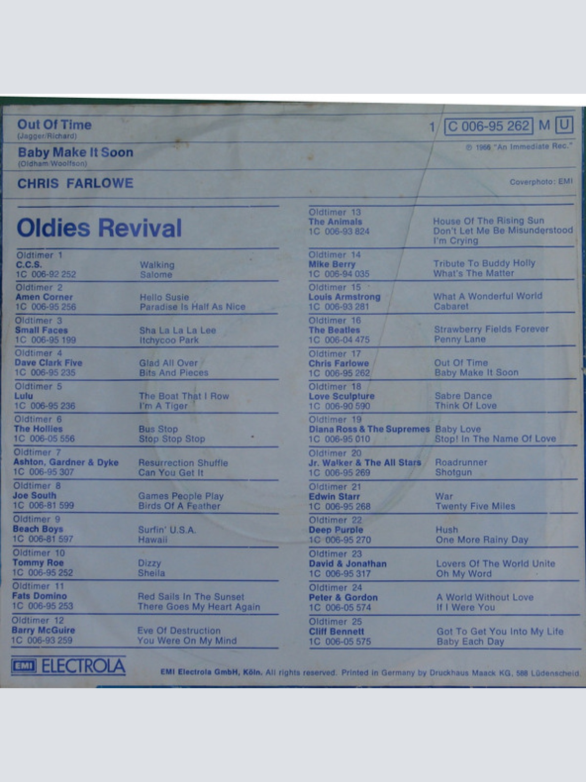 Vinyl / Chris Farlowe - Out Of Time / Baby Make It Soon