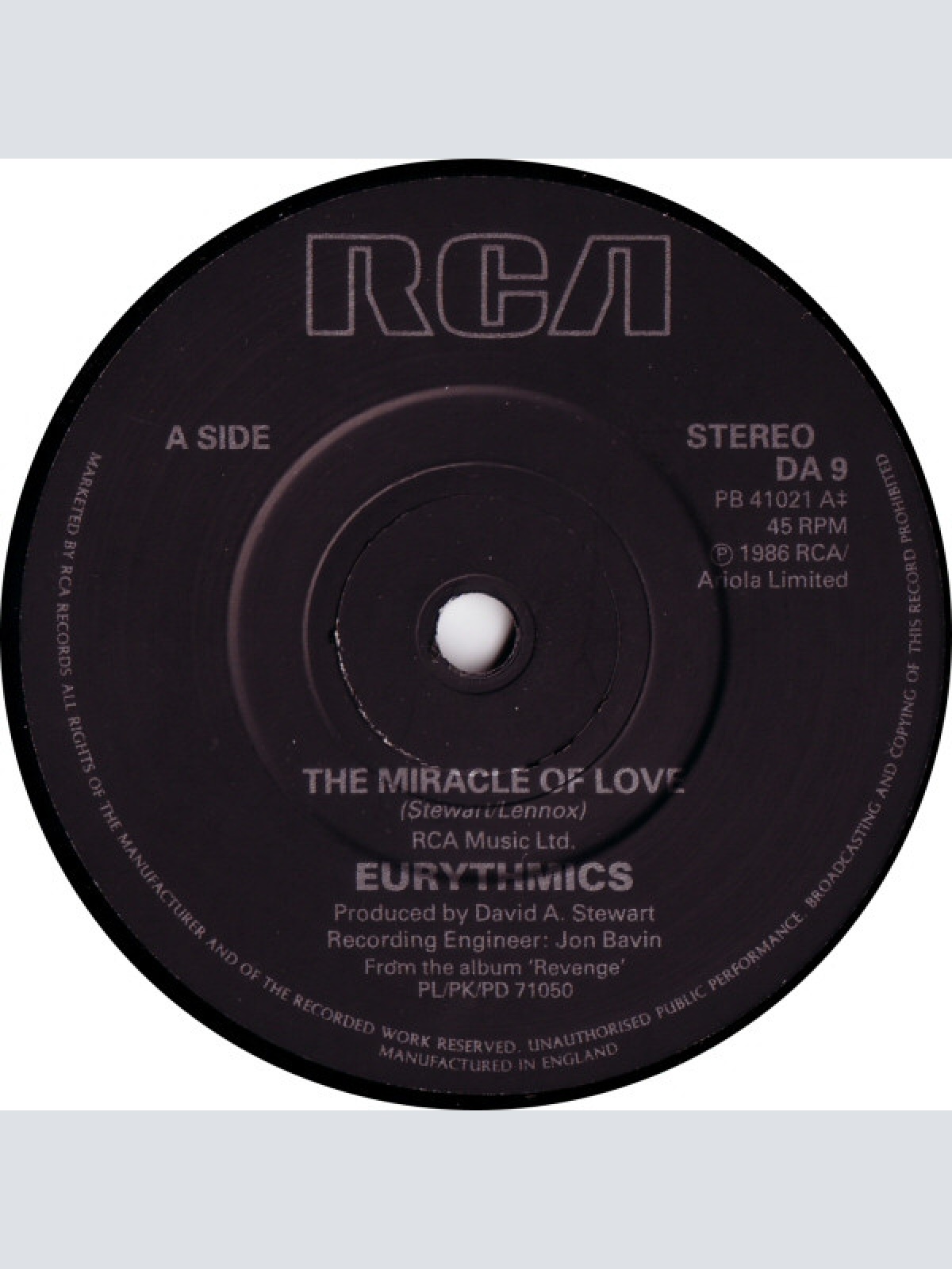 Vinyl / Eurythmics - The Miracle Of Love