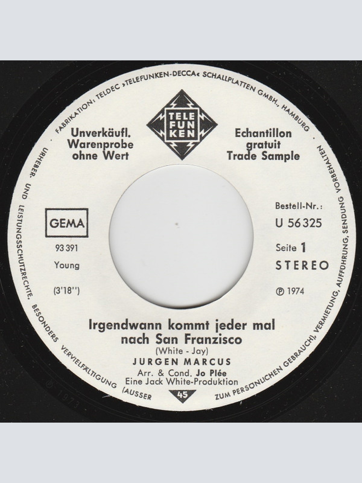 Vinyl / Jürgen Marcus - Irgendwann Kommt Jeder Mal Nach San Francisco