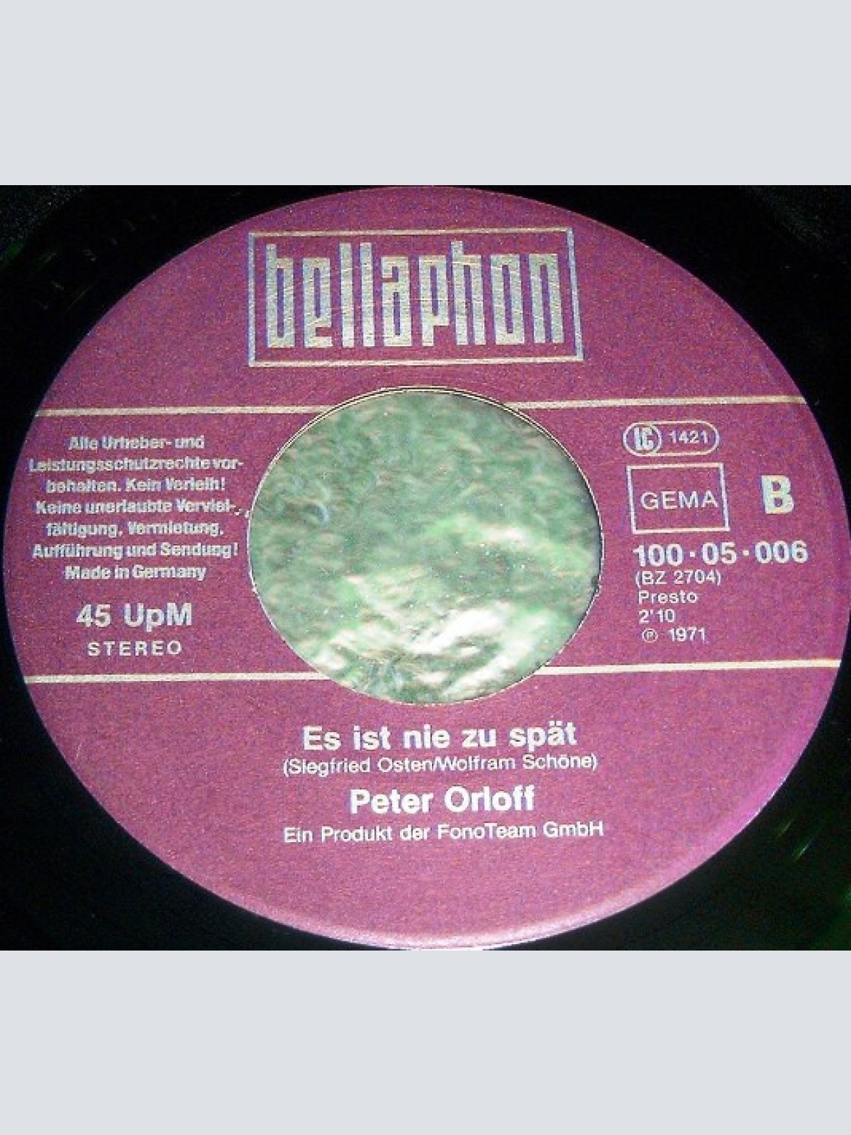 Vinyl / Peter Orloff - Monika / Es Ist Nie Zu Spät