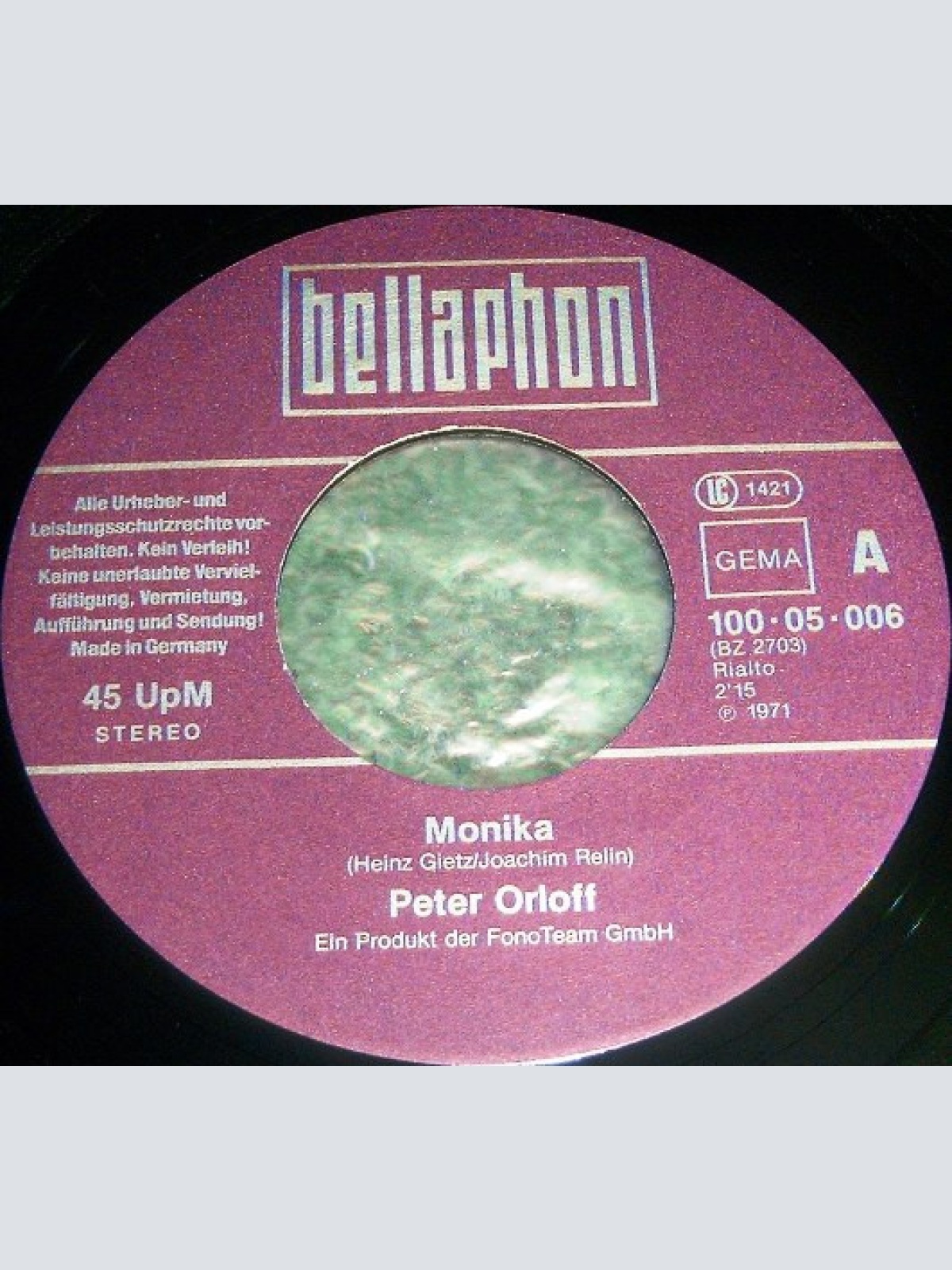 Vinyl / Peter Orloff - Monika / Es Ist Nie Zu Spät