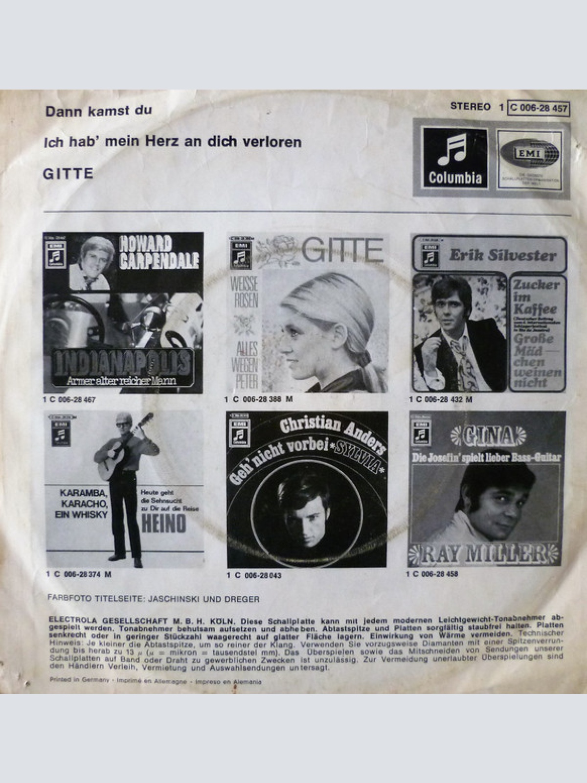 Vinyl / Gitte* - Dann Kamst Du / Ich Hab' Mein Herz An Dich Verloren