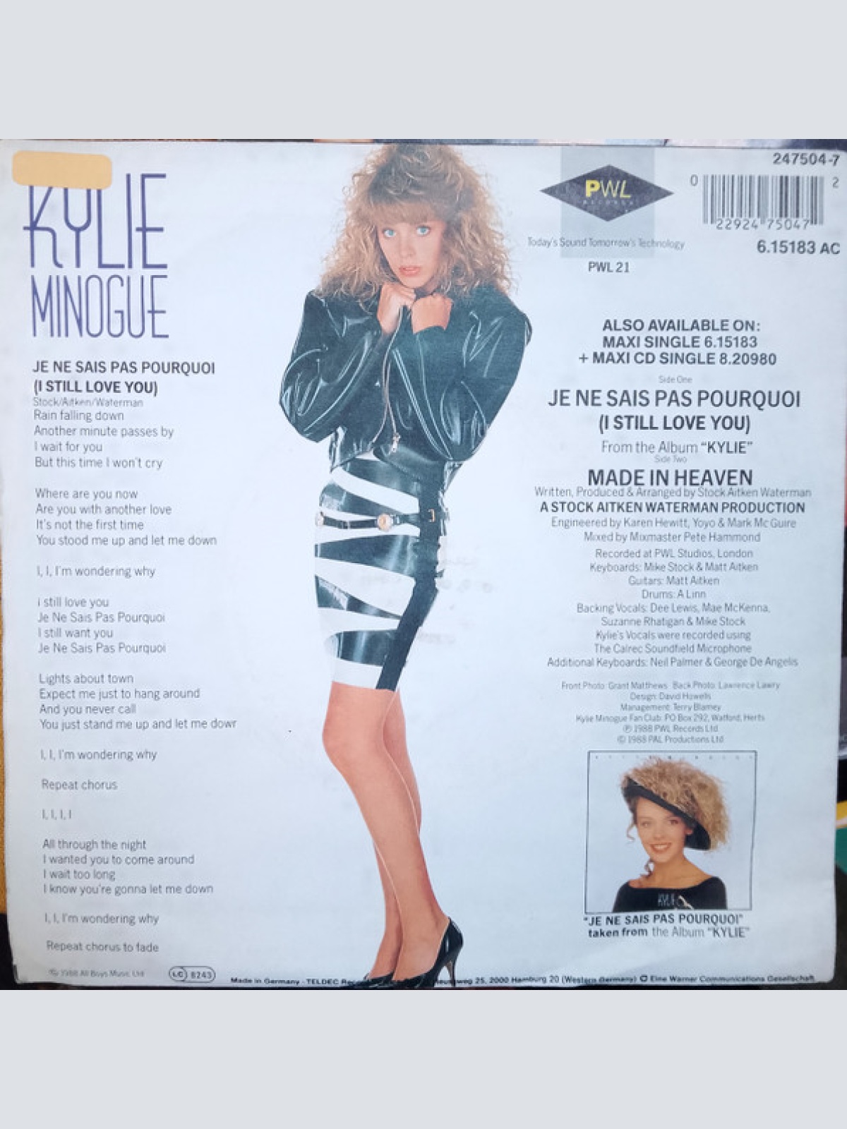 Vinyl / Kylie Minogue - Je Ne Sais Pas Pourquoi (I Still Love You)