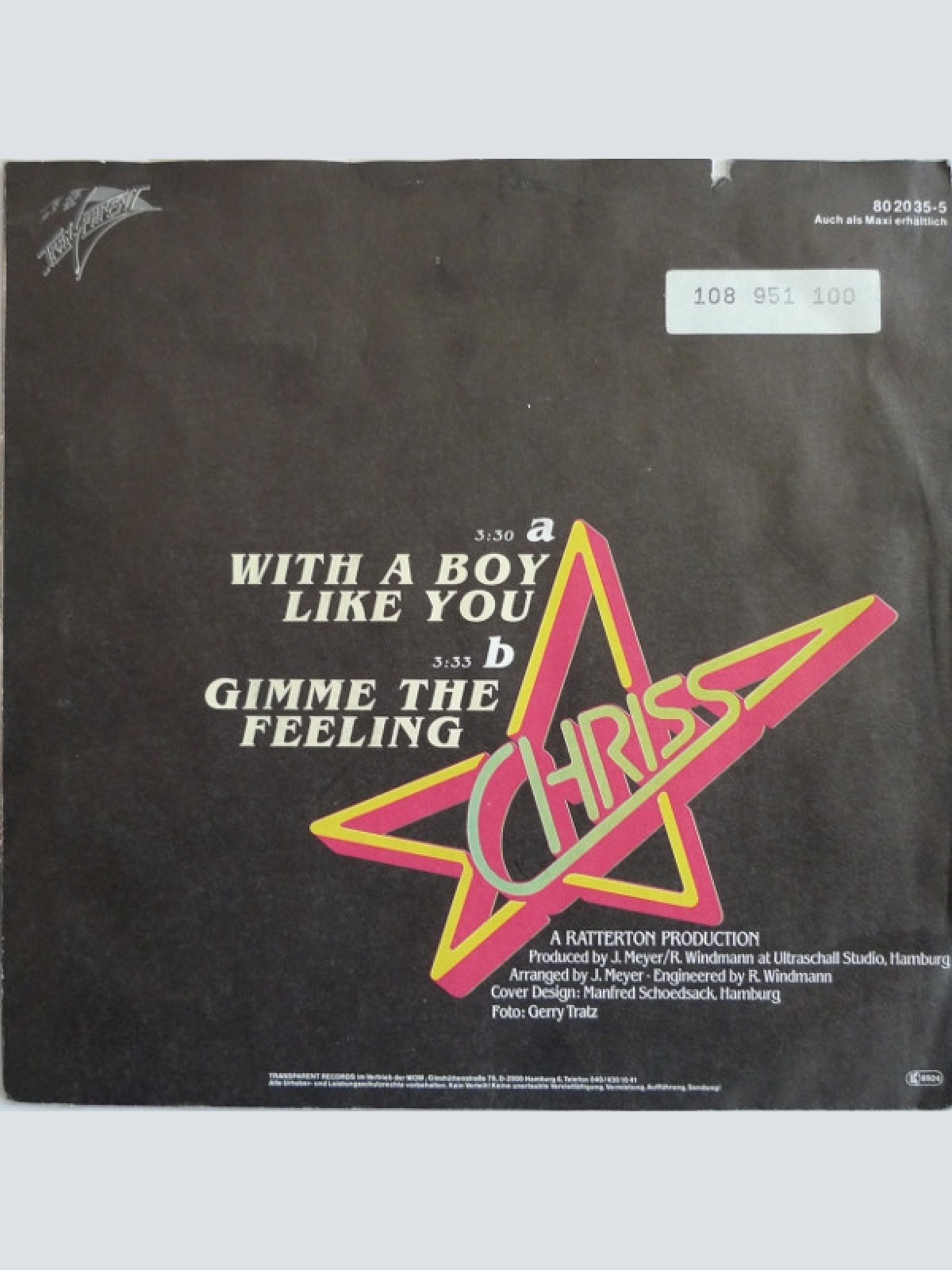 Vinyl / Chriss (3) - With A Boy Like You