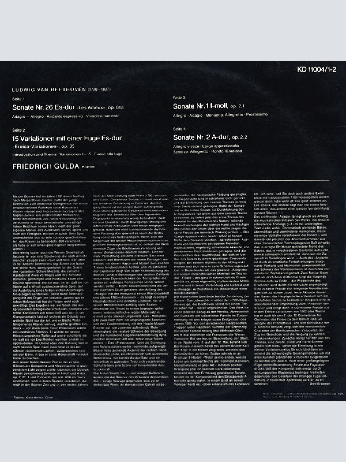 Vinyl / Beethoven*, Friedrich Gulda - Eroica-Variationen / Les Adieux / Klaviersonate Nr. 1 U. 2
