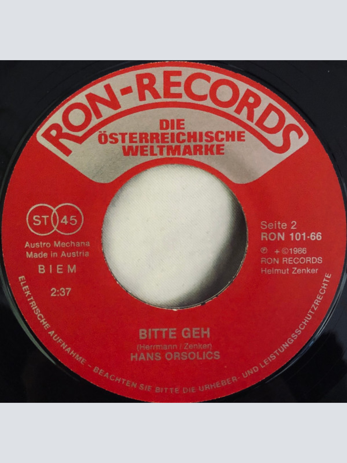 Vinyl / Hans Orsolics - Bleib No Da