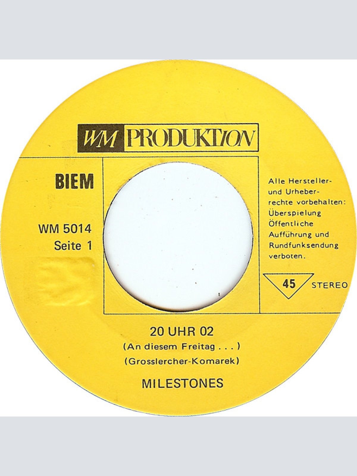 Vinyl / Milestones - 20 Uhr 02 (An Diesem Freitag)